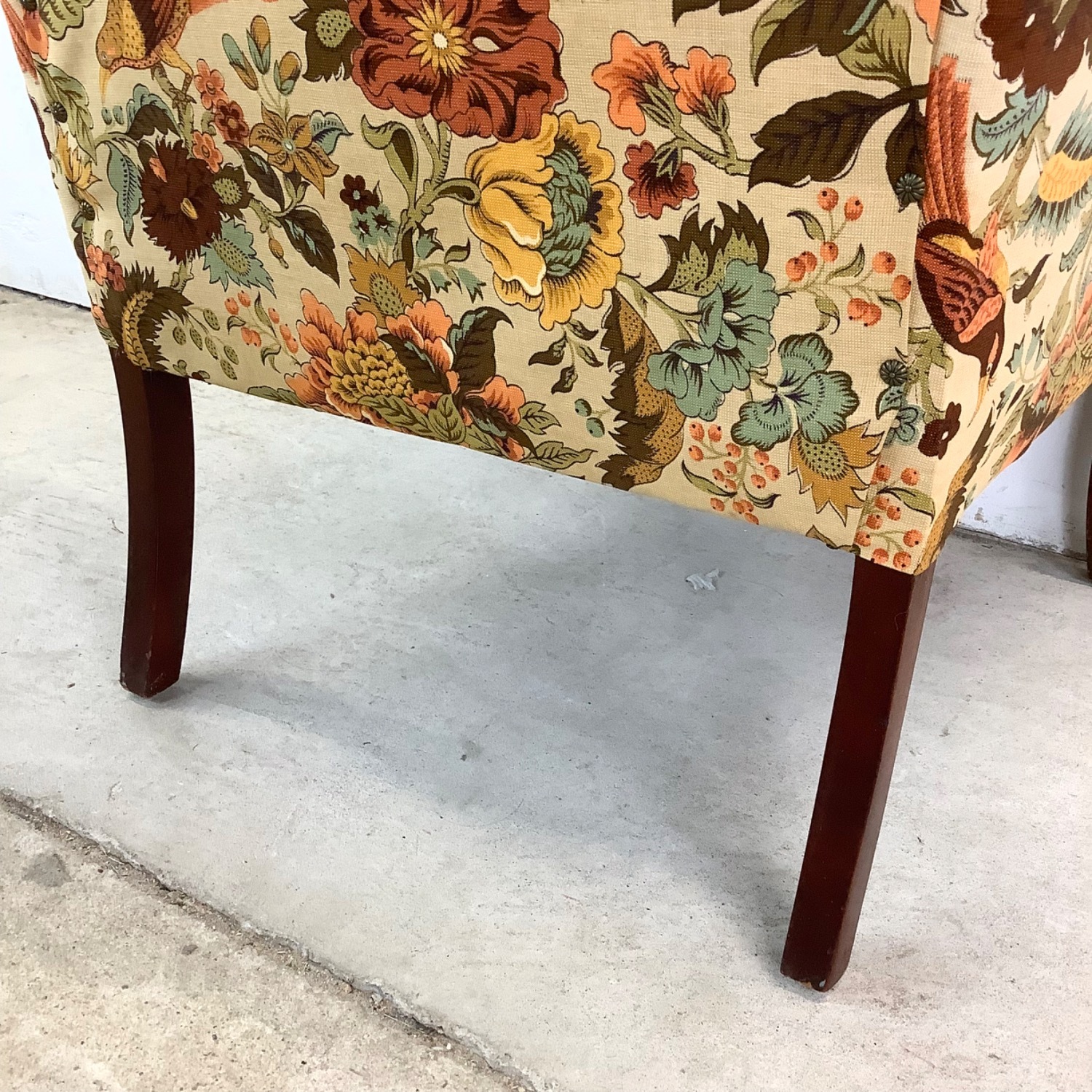 Vintage Floral Print Channel Back Armchair - image-23