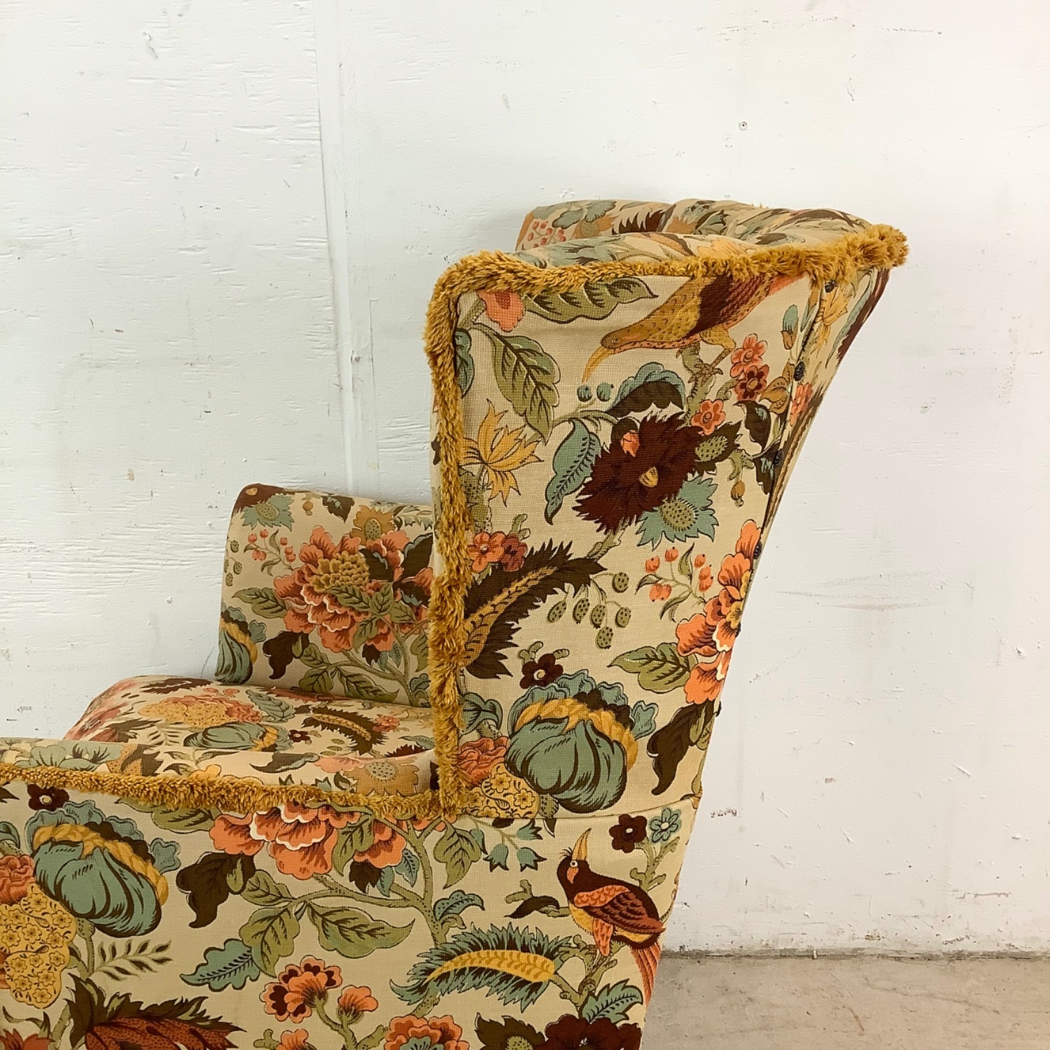 Vintage Floral Print Channel Back Armchair - image-20