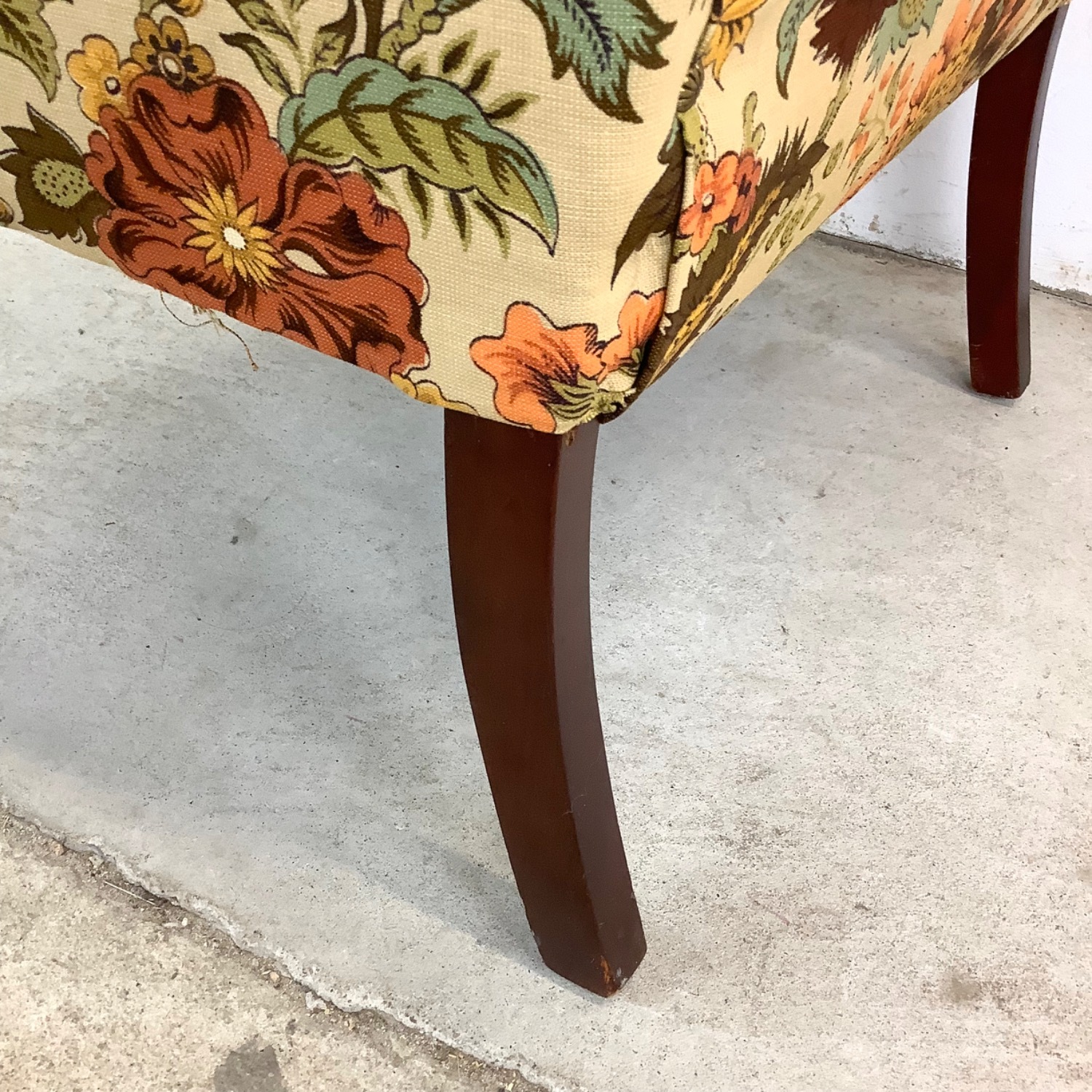 Vintage Floral Print Channel Back Armchair - image-25