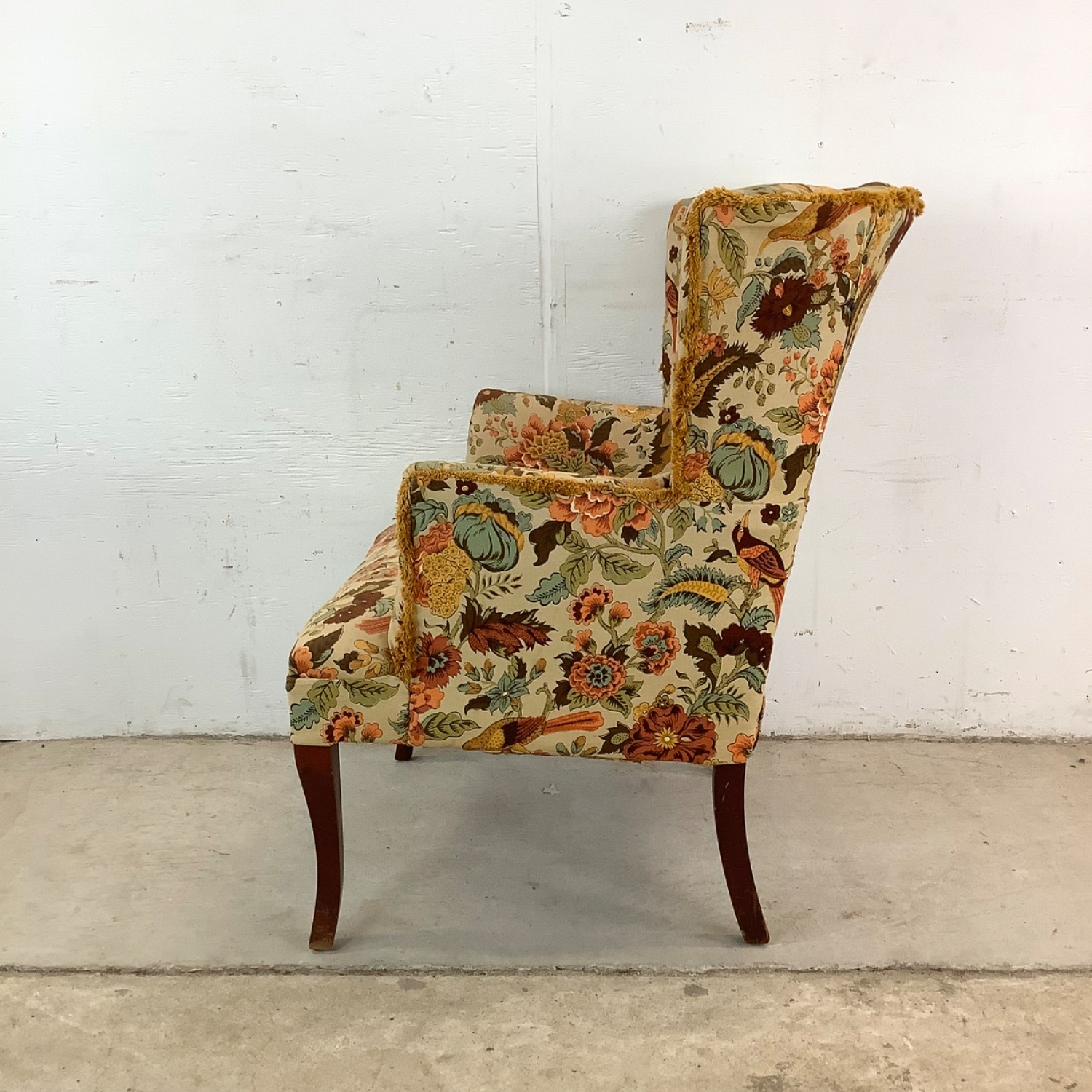 Vintage Floral Print Channel Back Armchair - image-19
