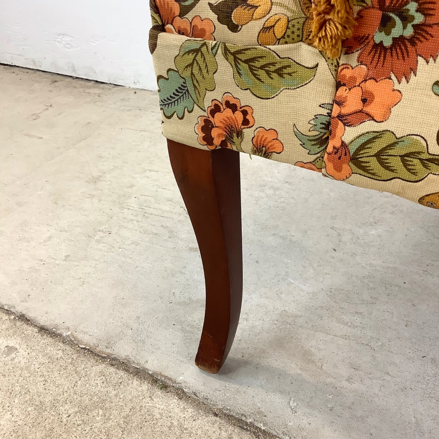 Vintage Floral Print Channel Back Armchair - image-9