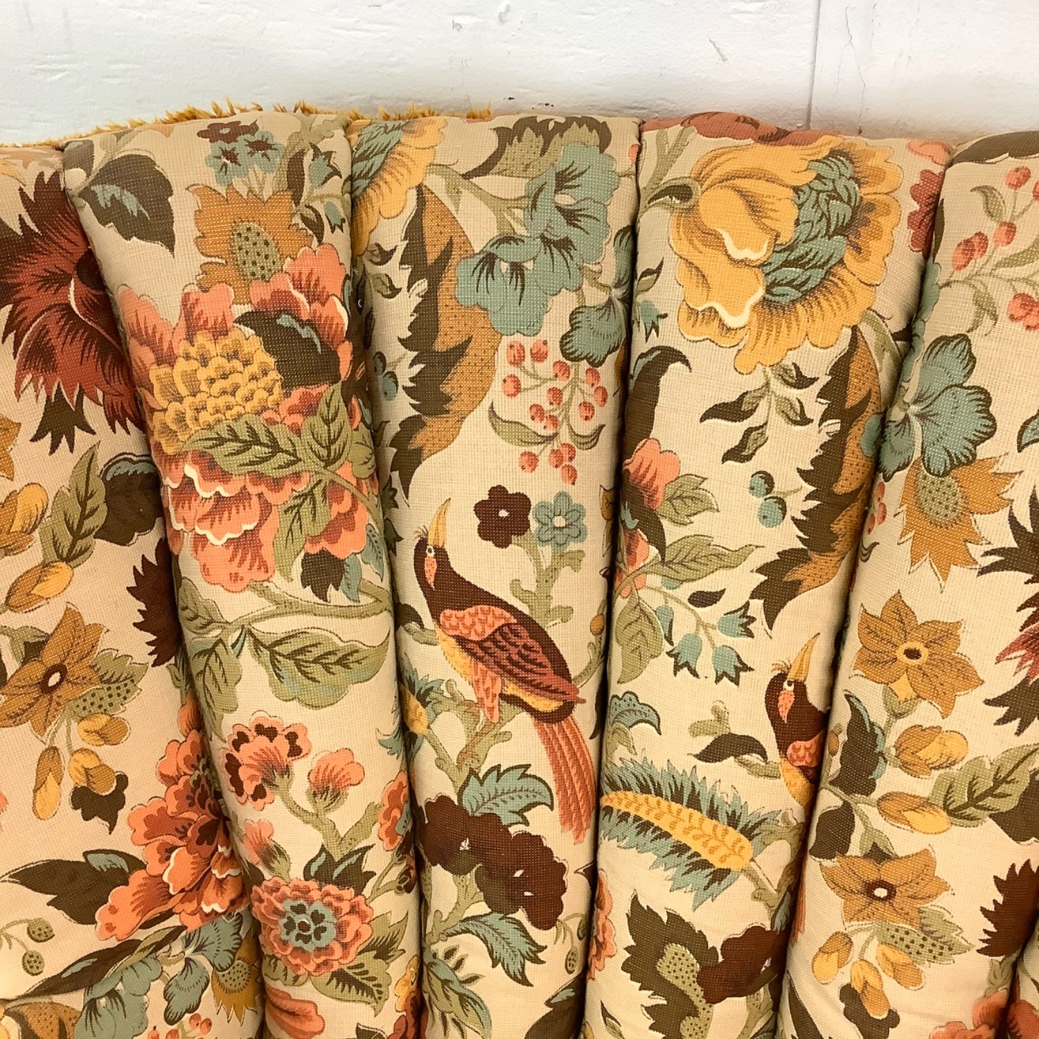 Vintage Floral Print Channel Back Armchair - image-28