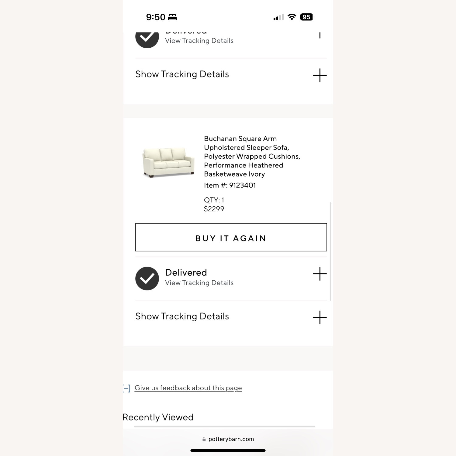 Pottery Barn Buchanan Sleeper Sofa - image-5