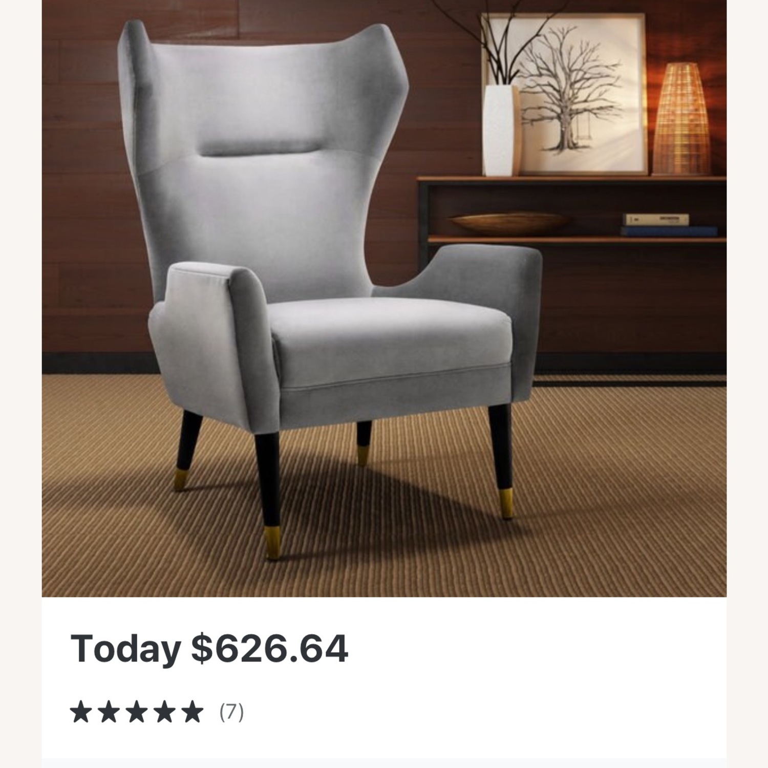 Logan Grey Velvet Winged Chair - image-2