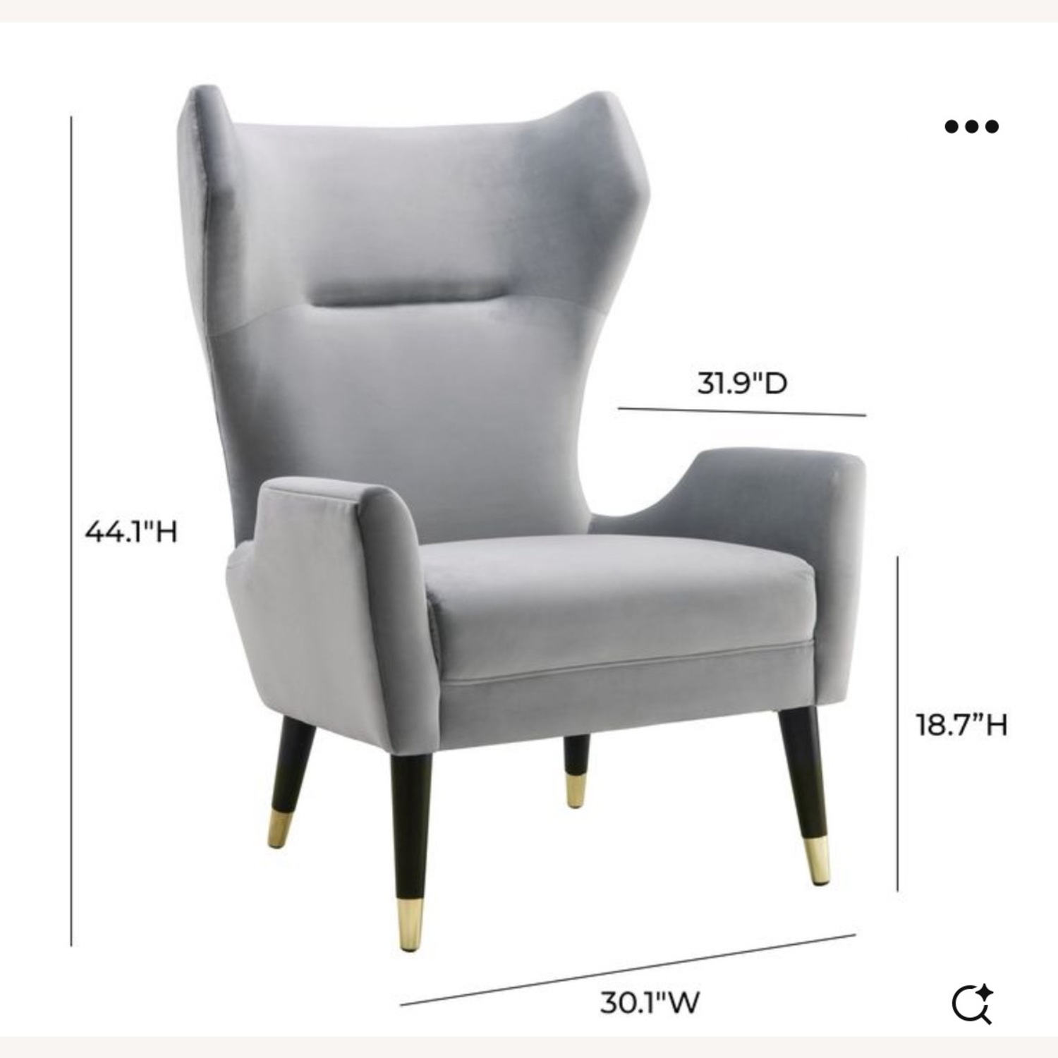 Logan Grey Velvet Winged Chair - image-1