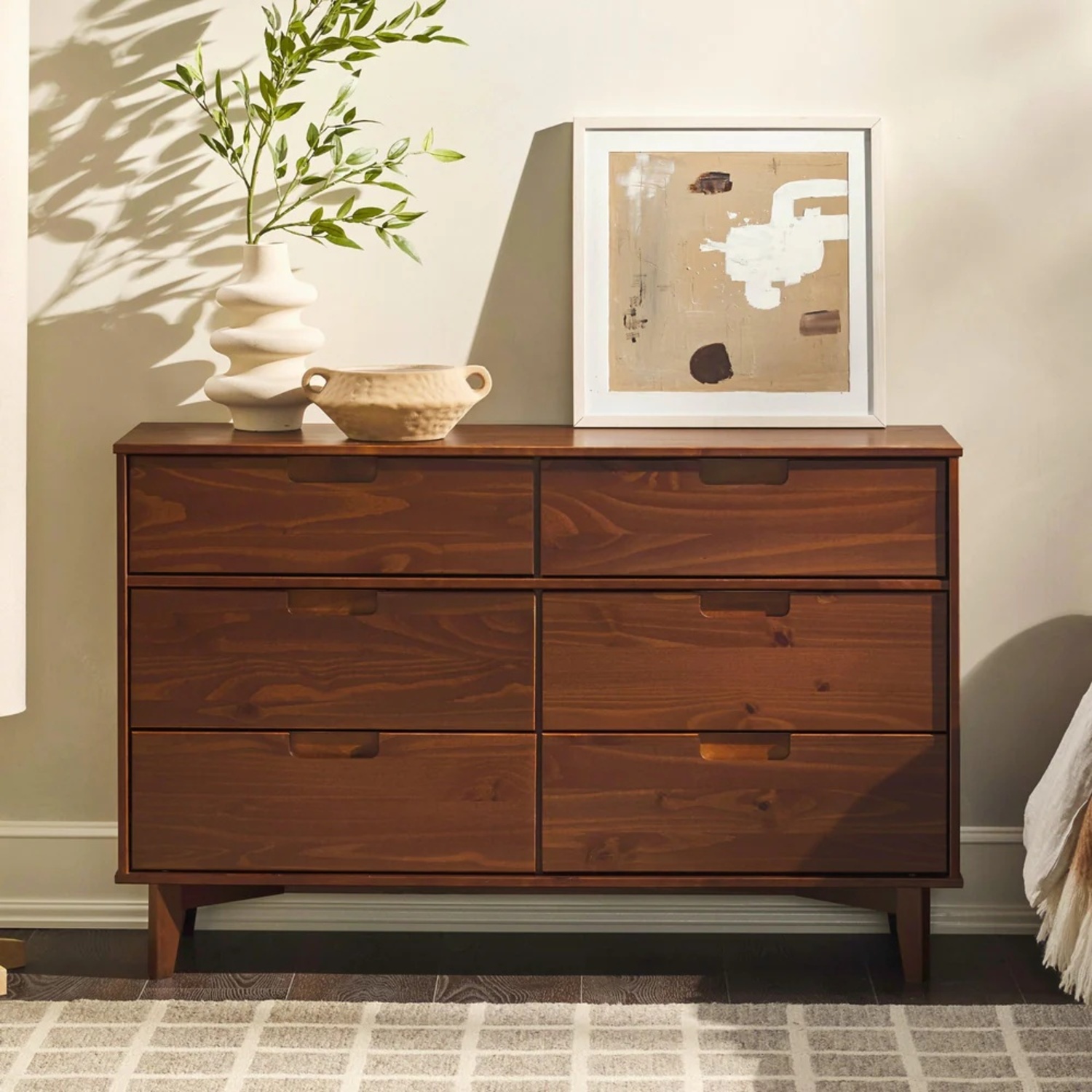 Walker Edison Mid Century Modern 6 Drawer Dresser - AptDeco Walker Edison Mid Century Modern 6 Drawer Dresser - AptDeco