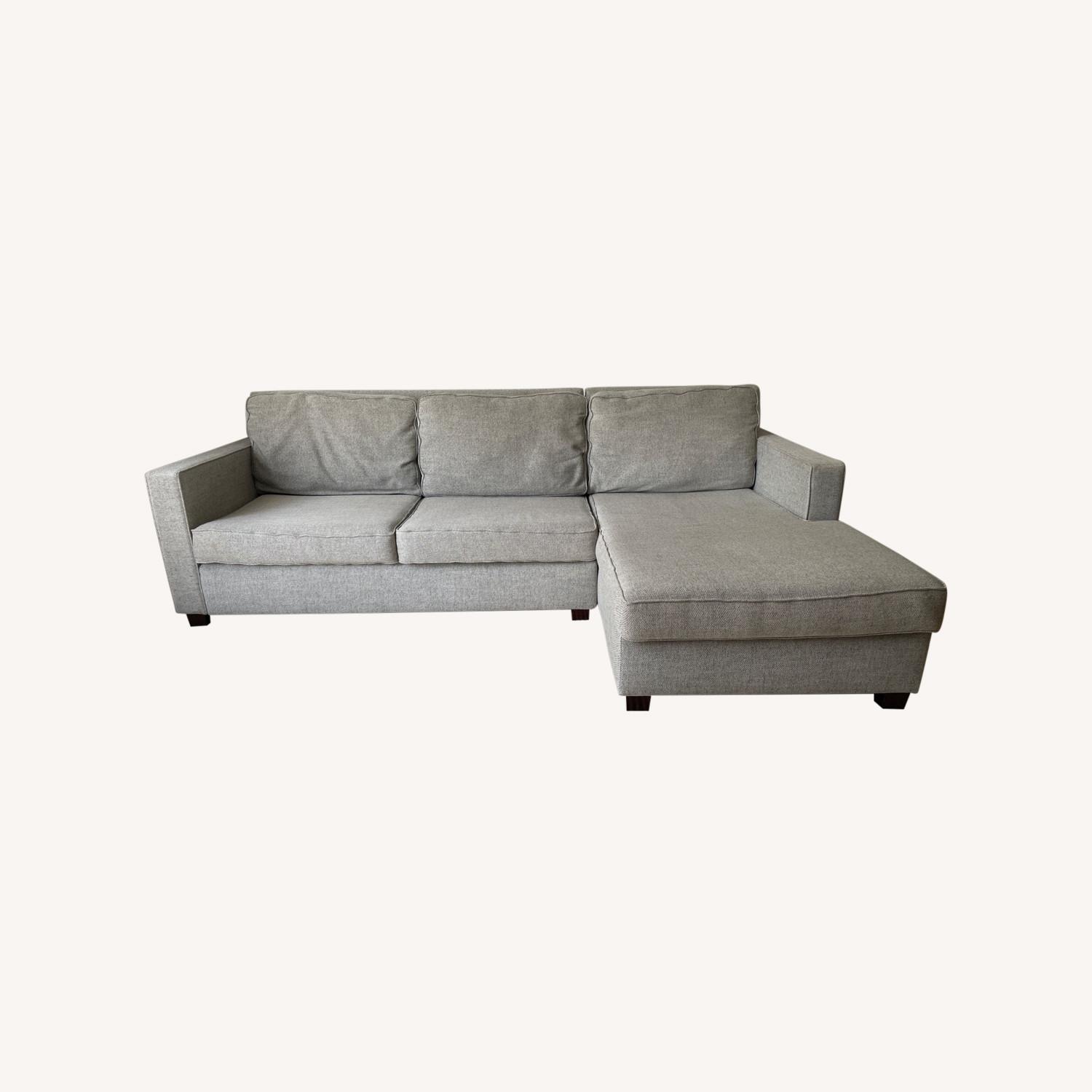 West Elm Harris Gray Chaise Sofa - image-0