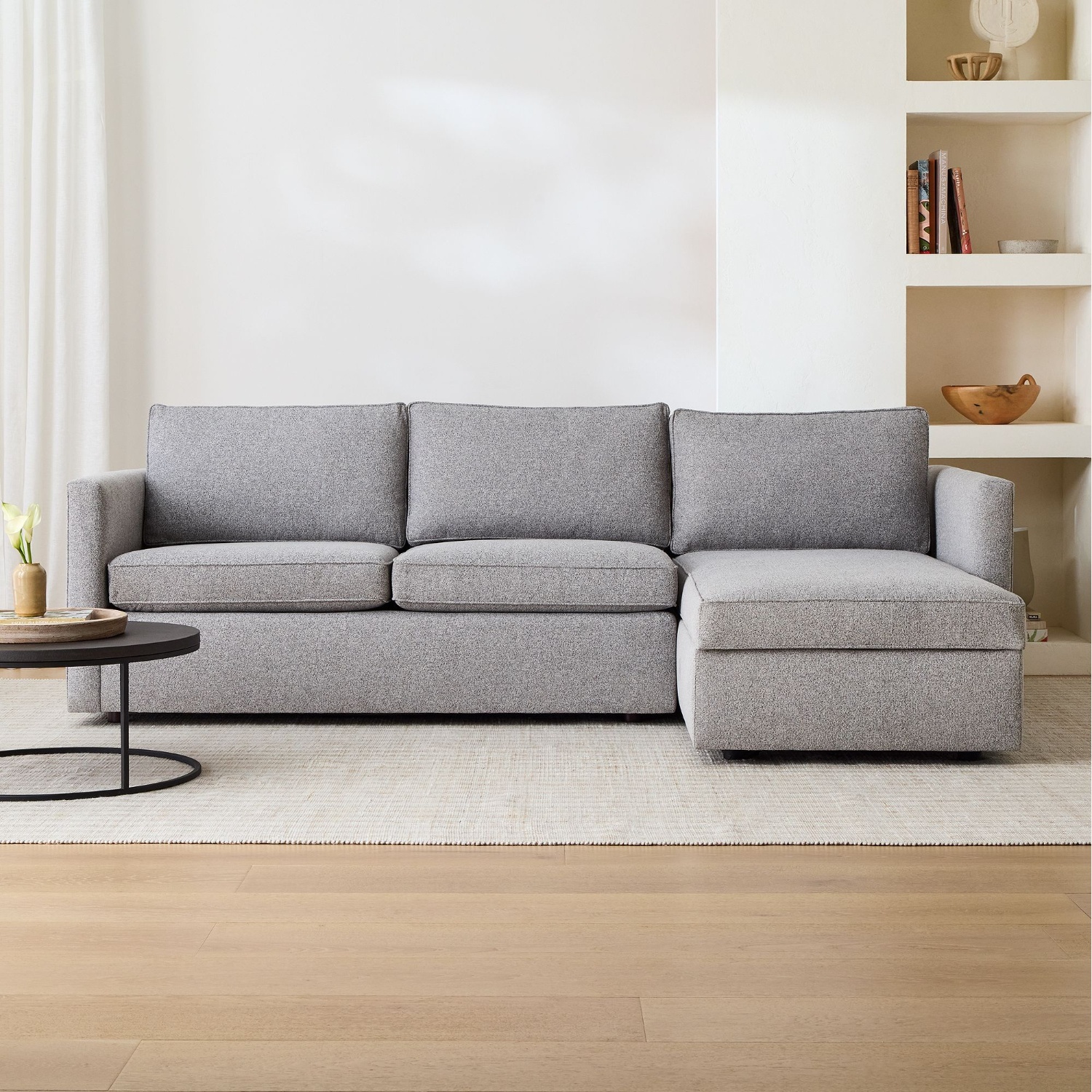 West Elm Harris Gray Chaise Sofa - image-5