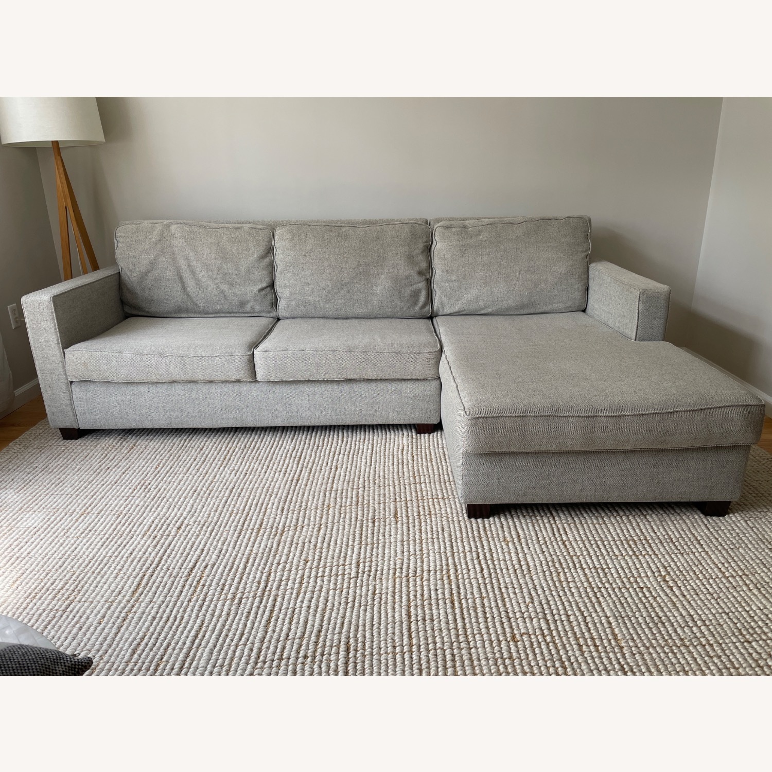 West Elm Harris Gray Chaise Sofa - image-3