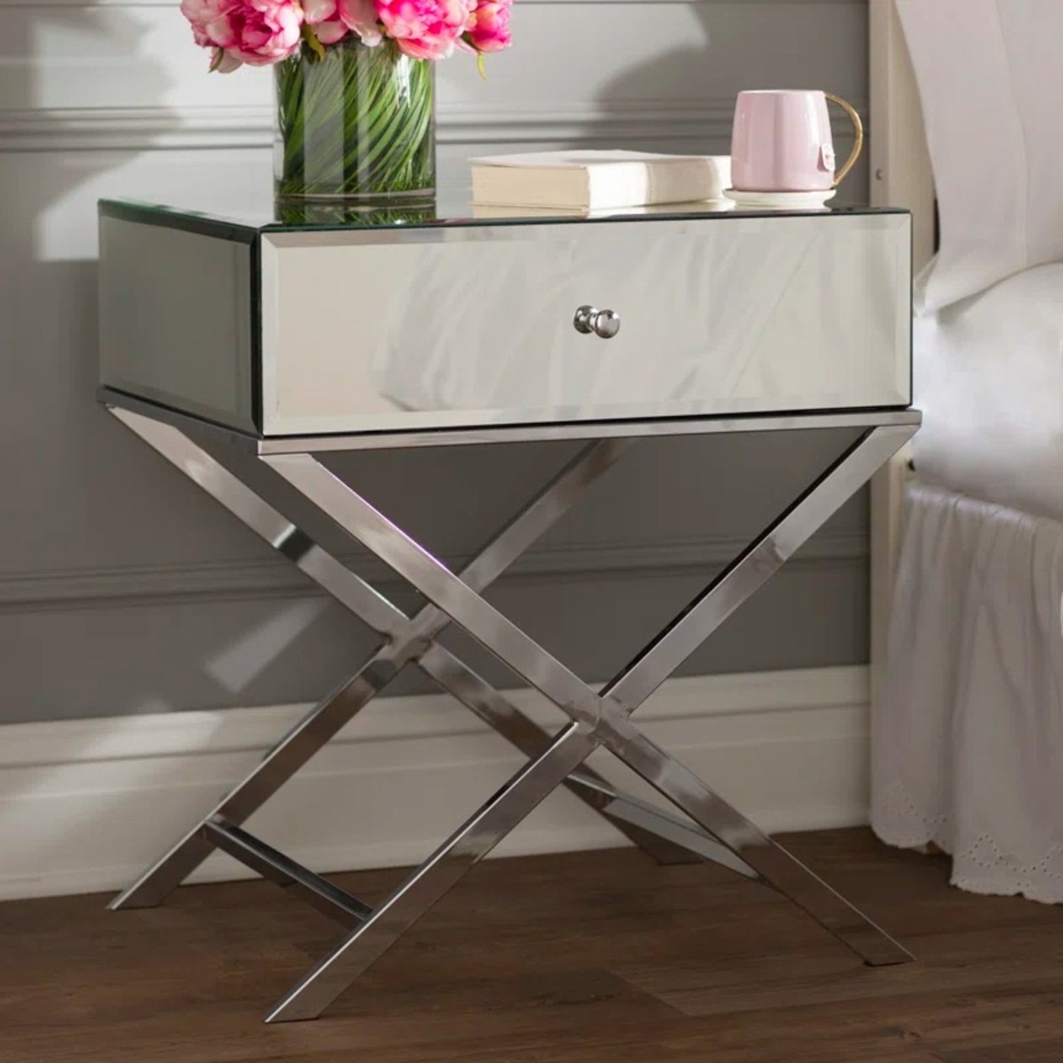 Wayfair Mirrored Nightstands Set of 2 - image-4