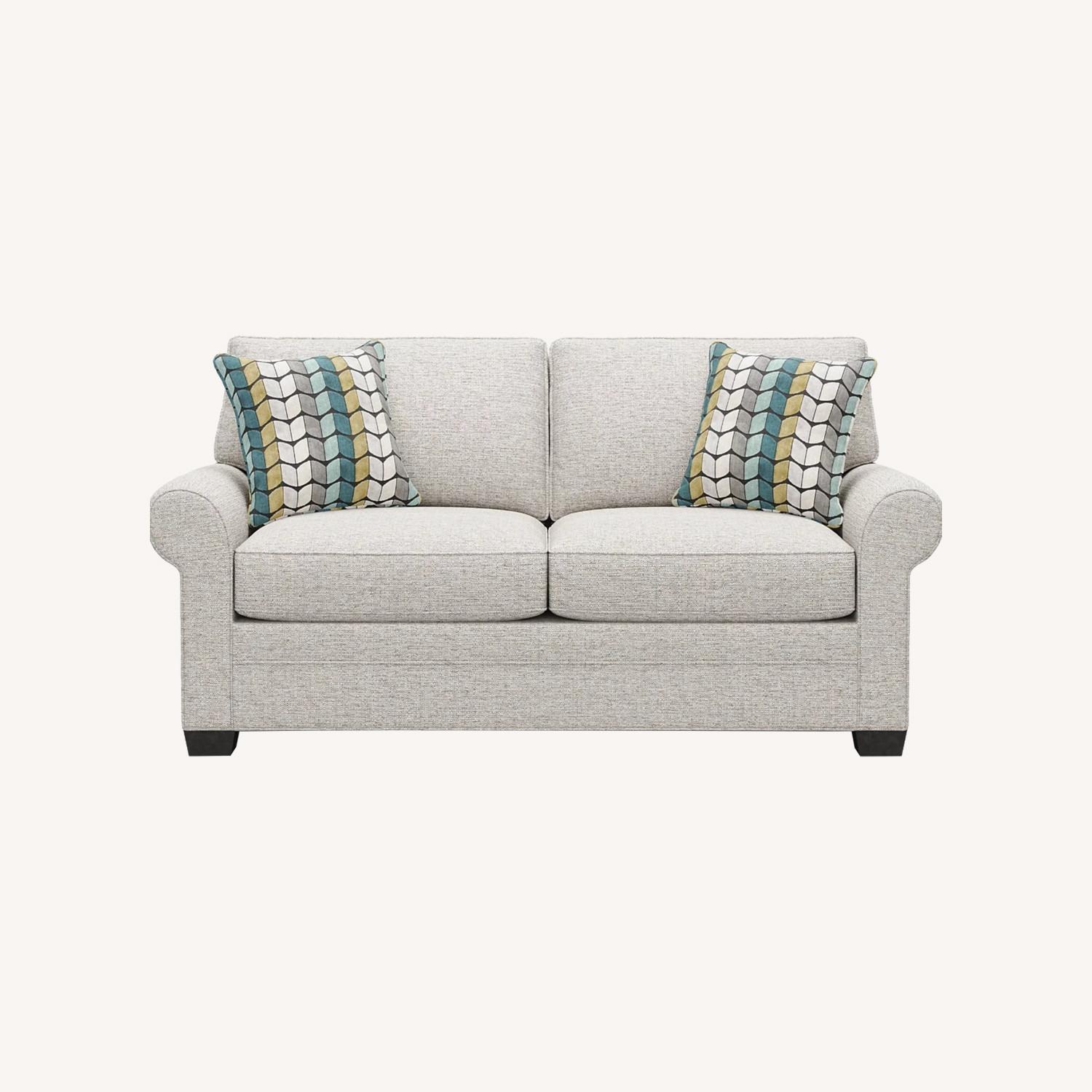 Rooms To Go Light Green/Gray Loveseat sleeper sofa - image-0
