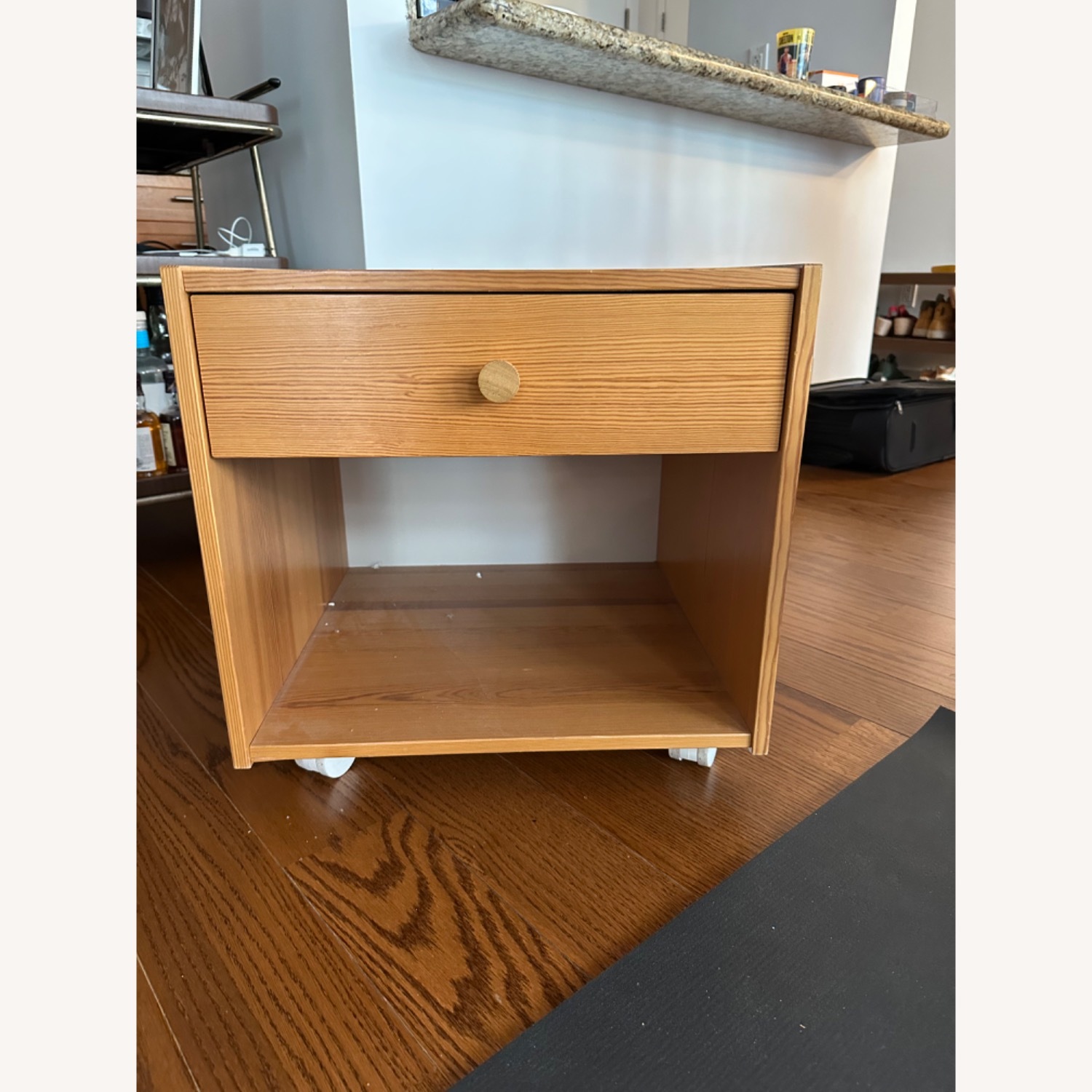 Vintage Mid Century Wheeled Side Table Nightstand - image-1