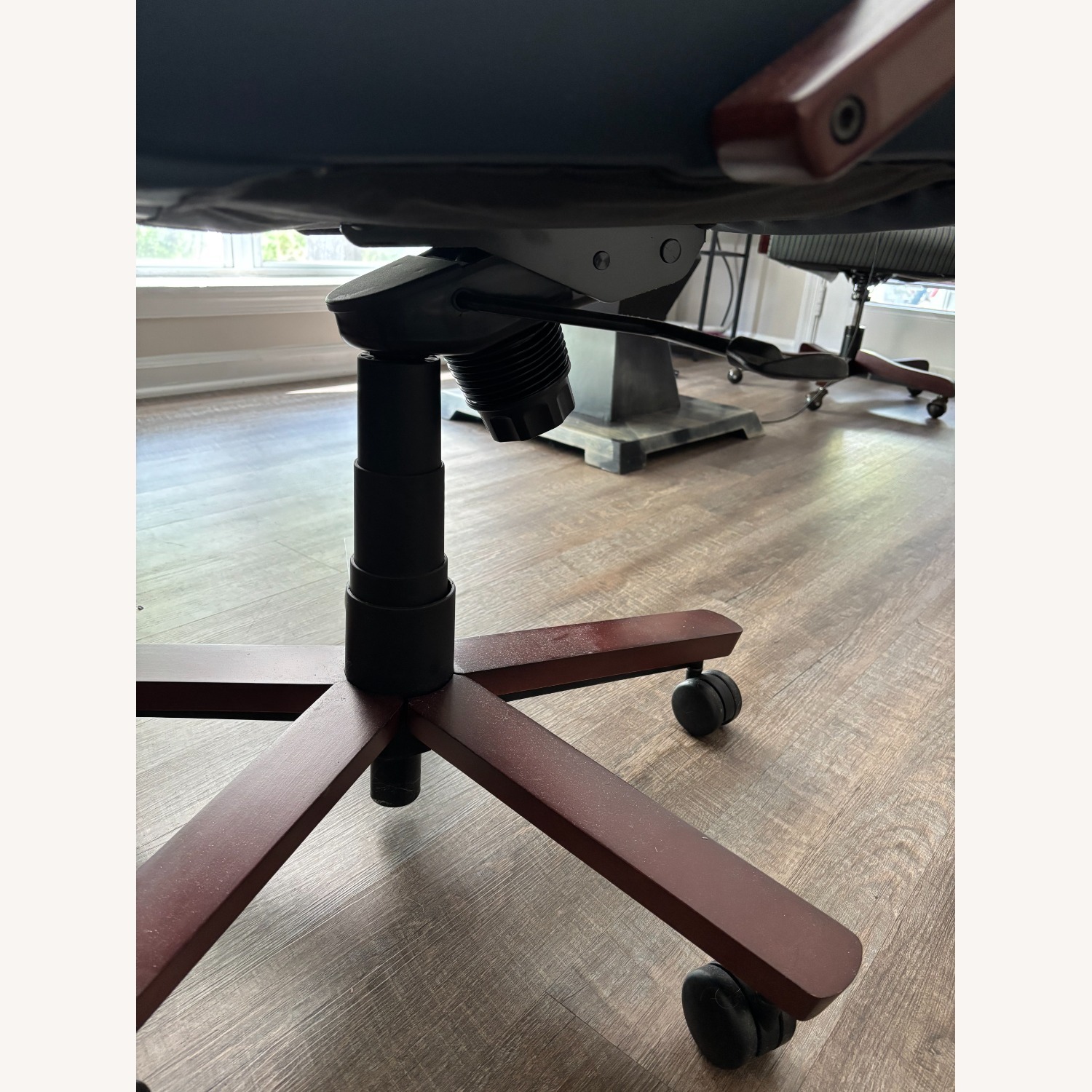Dark Navy Leather Office Chair - image-11
