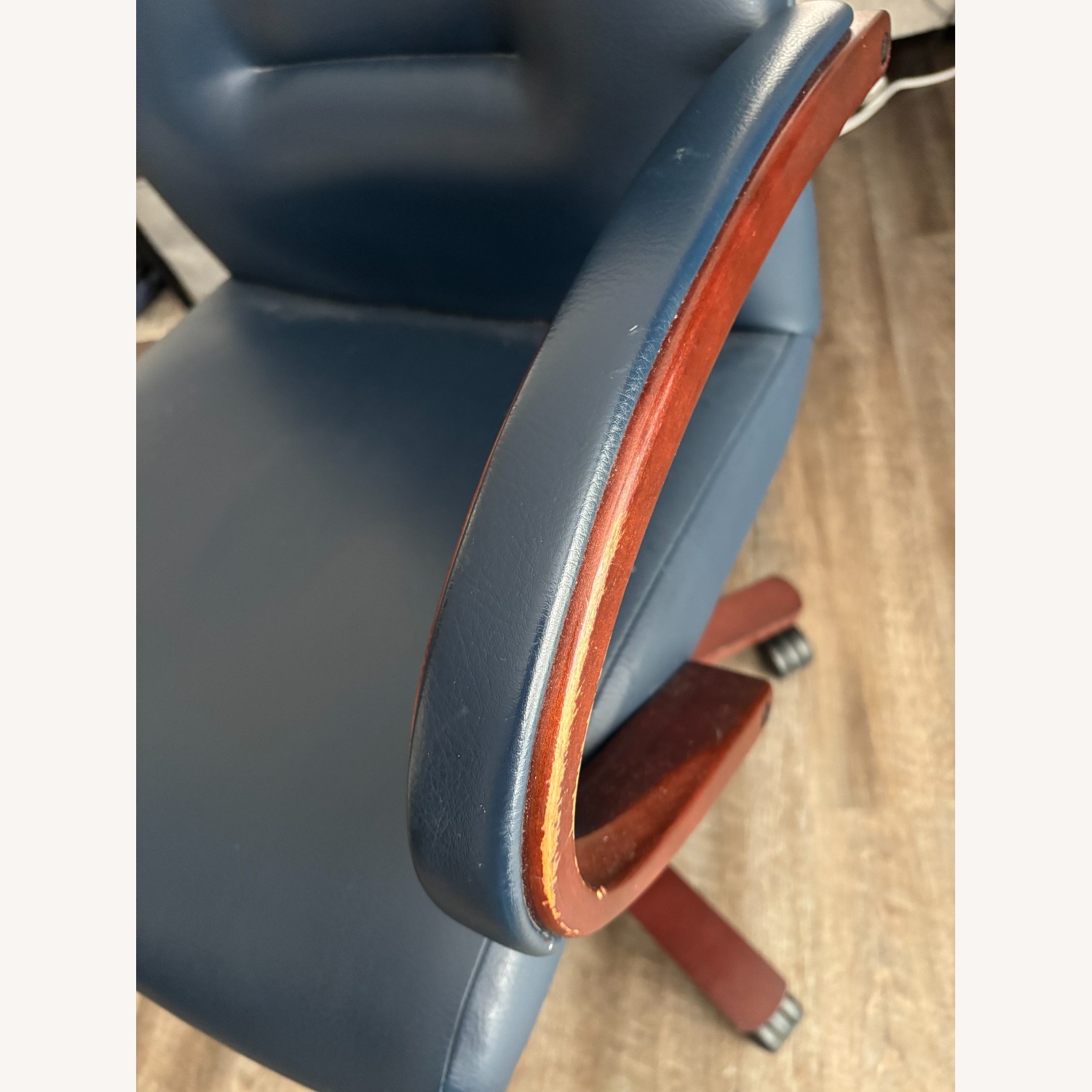 Dark Navy Leather Office Chair - image-7