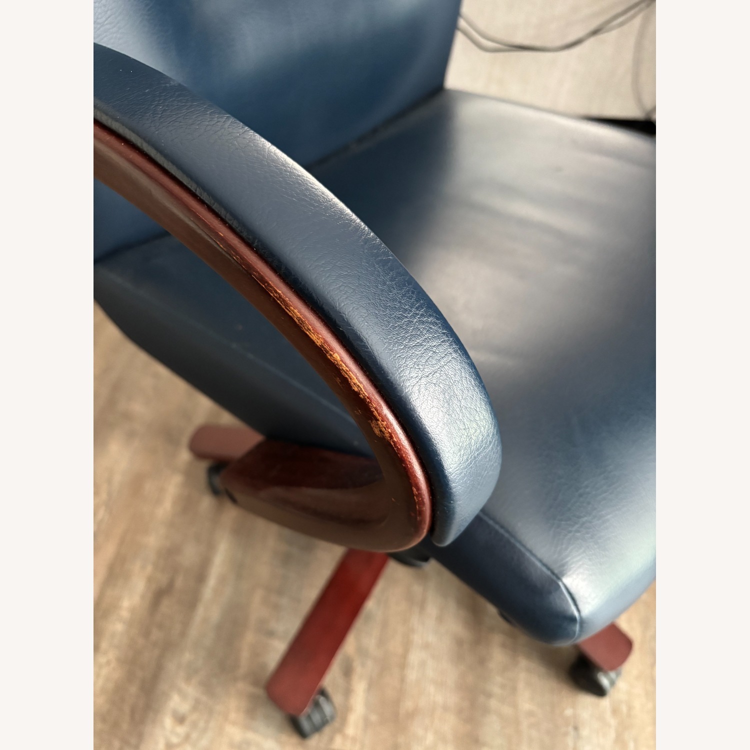 Dark Navy Leather Office Chair - image-5