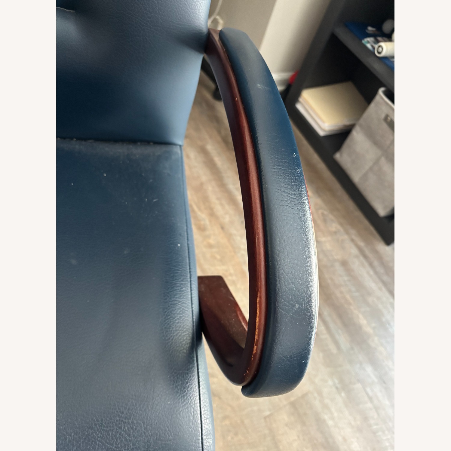 Dark Navy Leather Office Chair - image-6