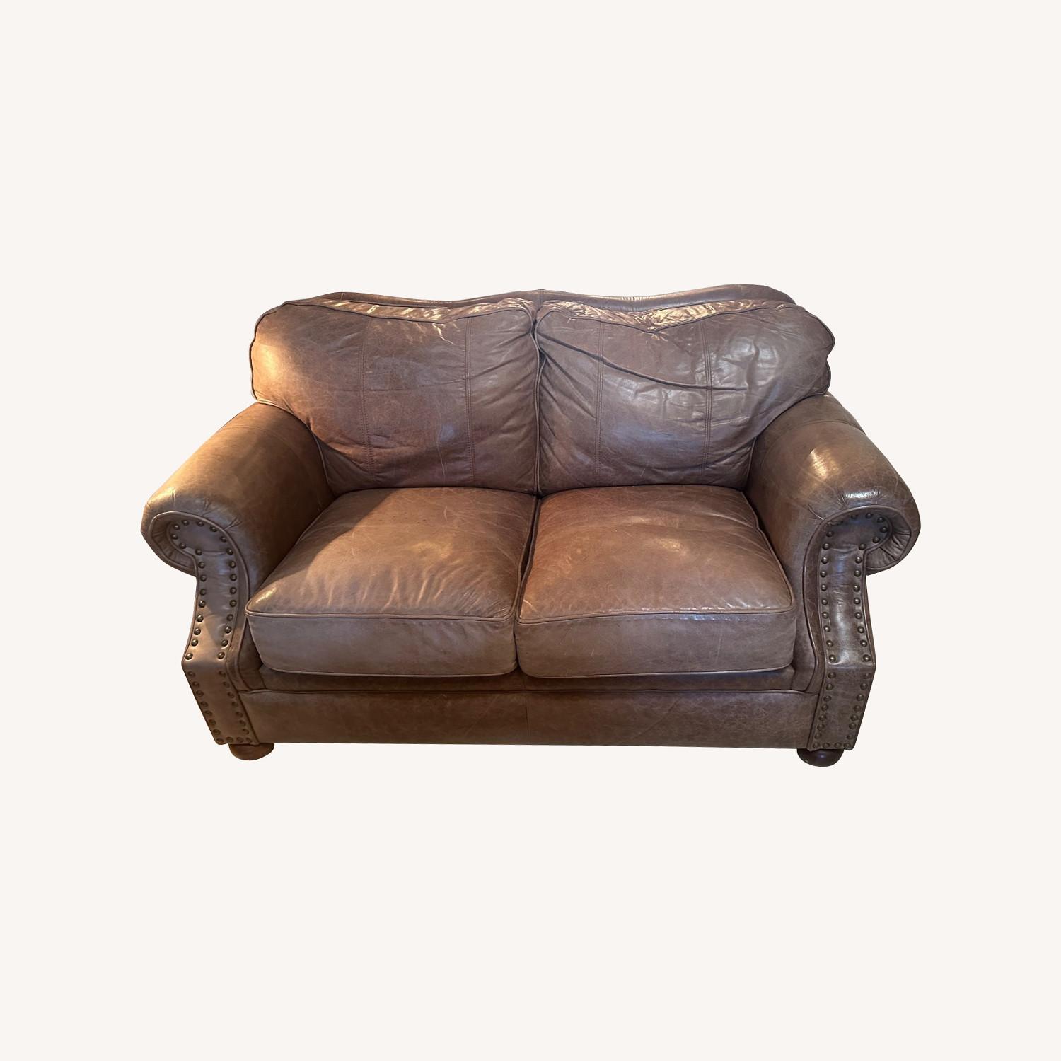 Ethan Allen Distressed Look Loveseat - image-0