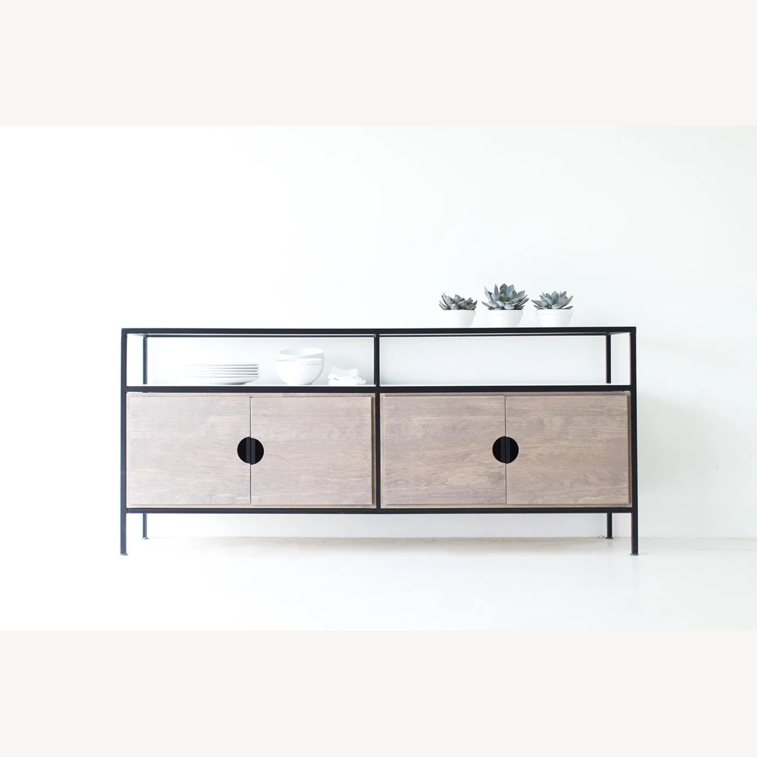 Modern Iron and Wood Media Console/Credenza - image-13