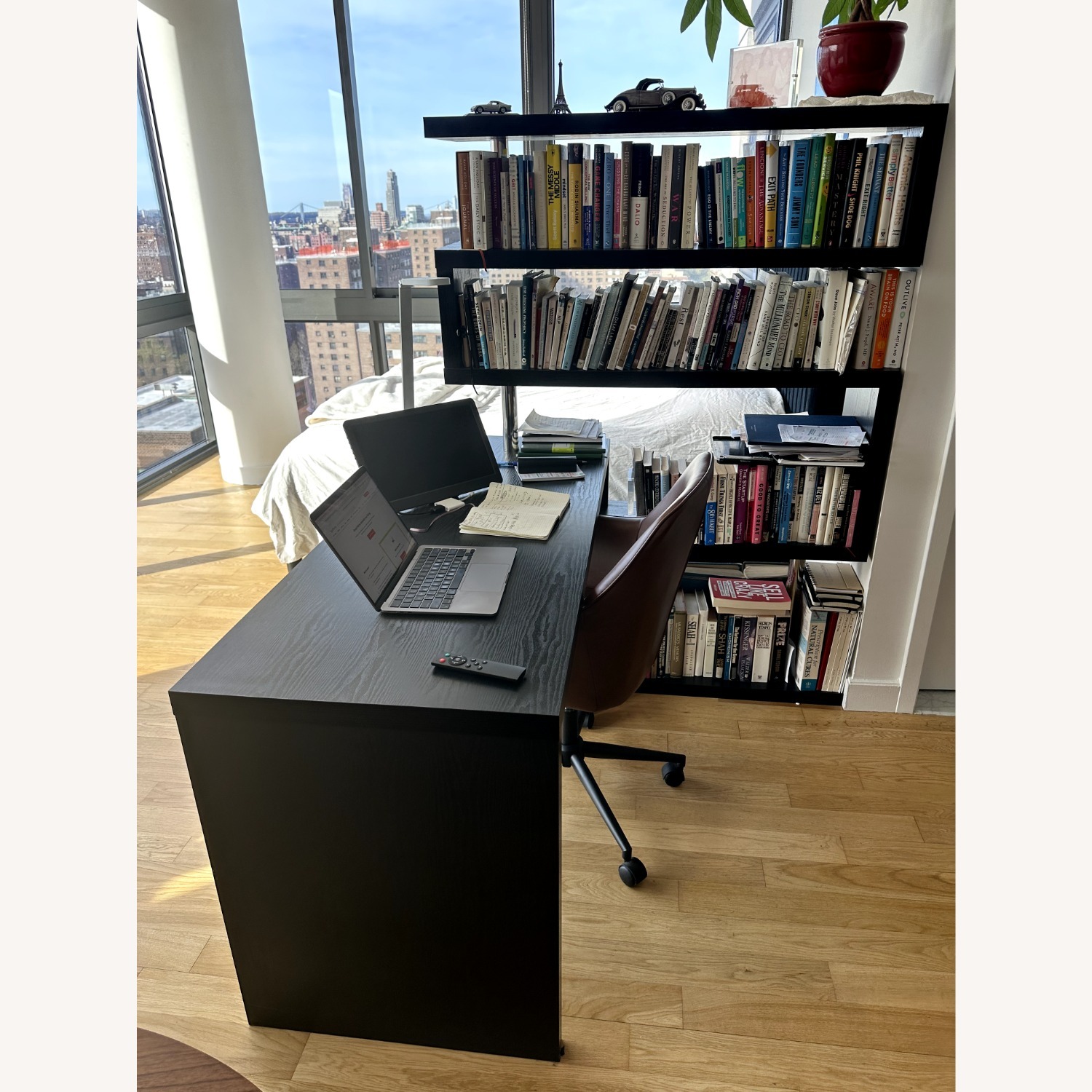 Wayfair Yerby Writing Desk / Sliding Desk + Bookshelf Modern - image-1