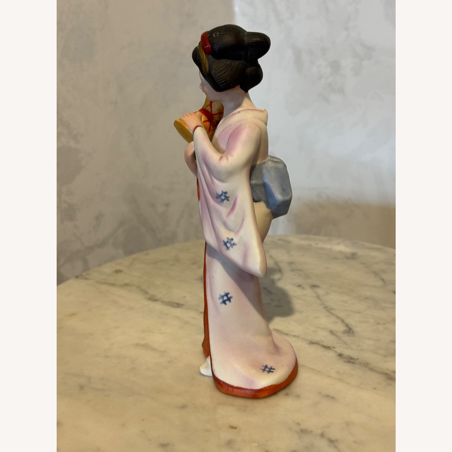 Vintage Japanese Porcelain Geisha Figurine W Drum - image-11