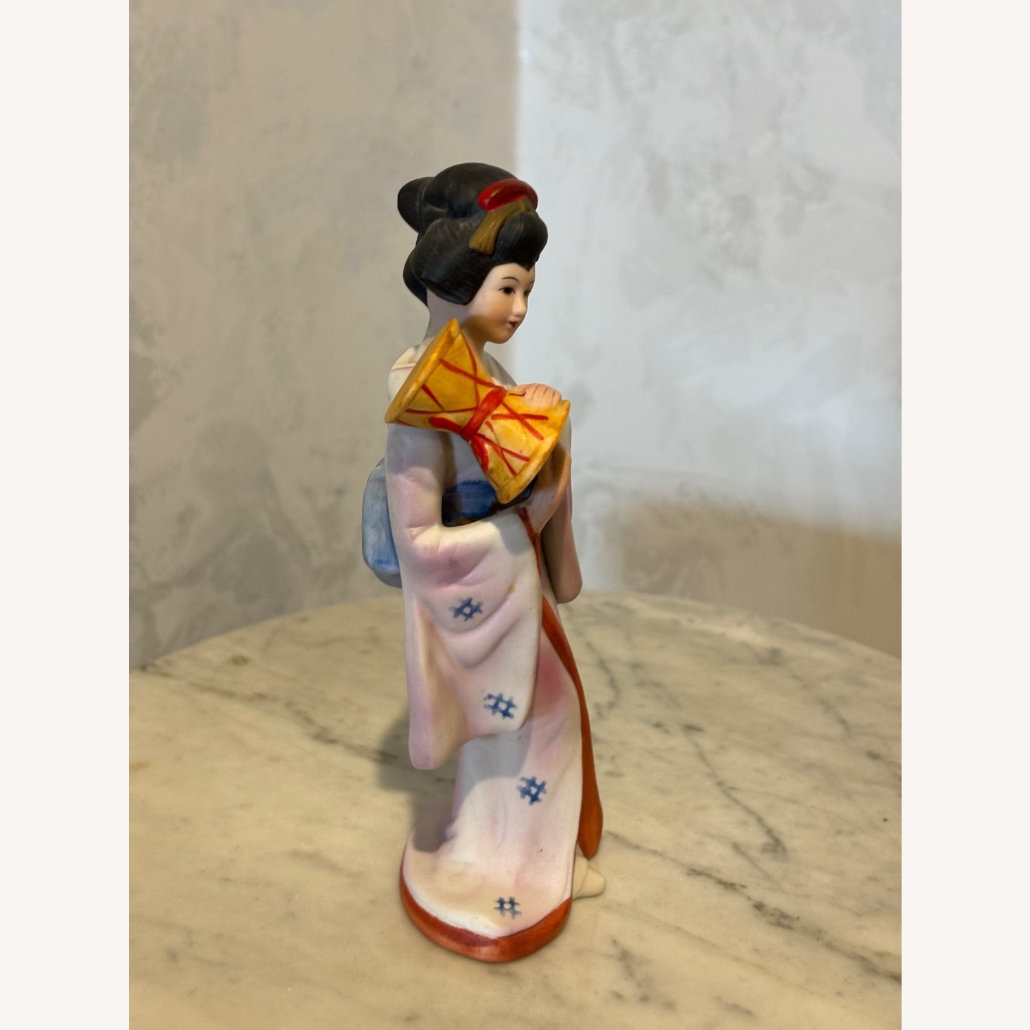 Vintage Japanese Porcelain Geisha Figurine W Drum - image-8