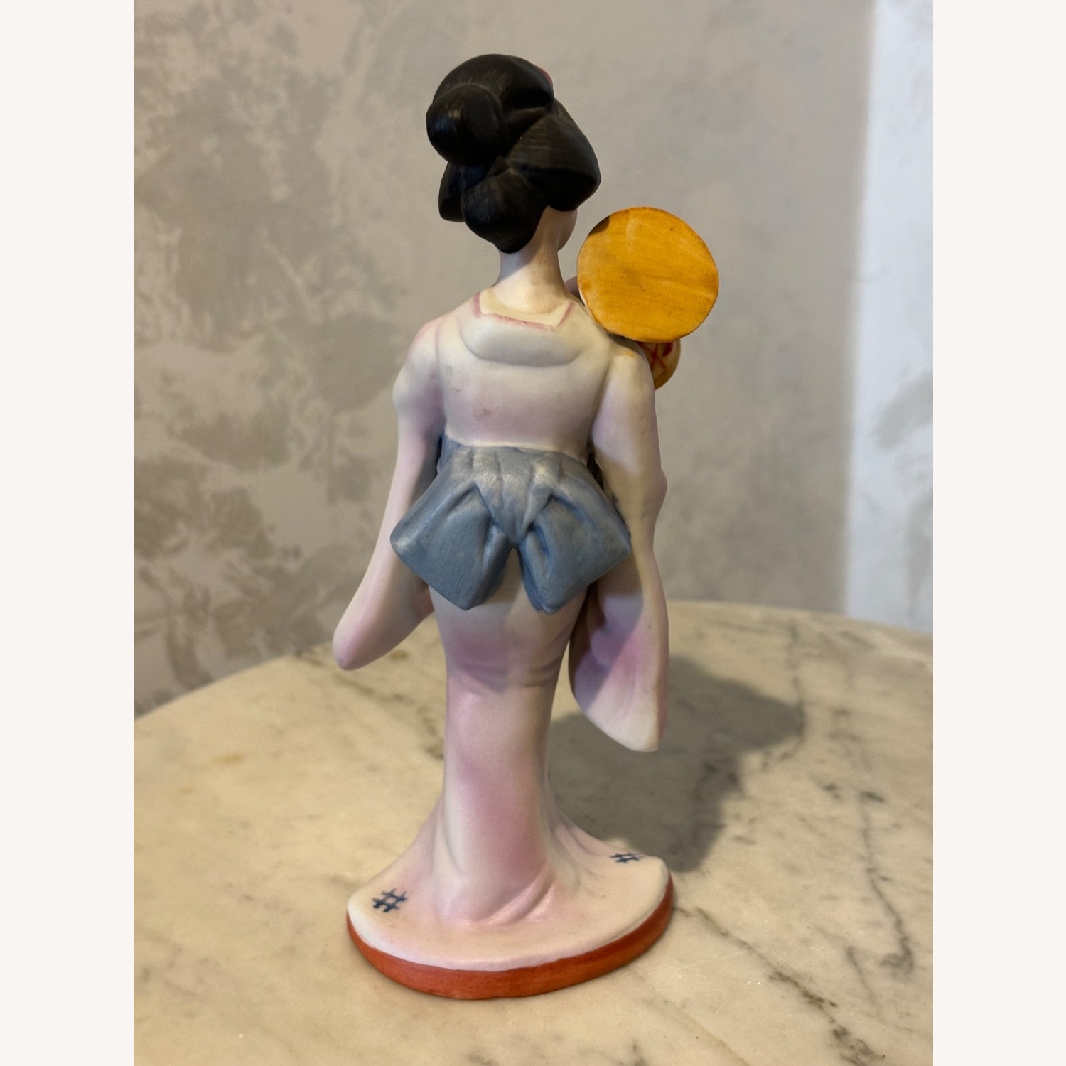 Vintage Japanese Porcelain Geisha Figurine W Drum - image-5