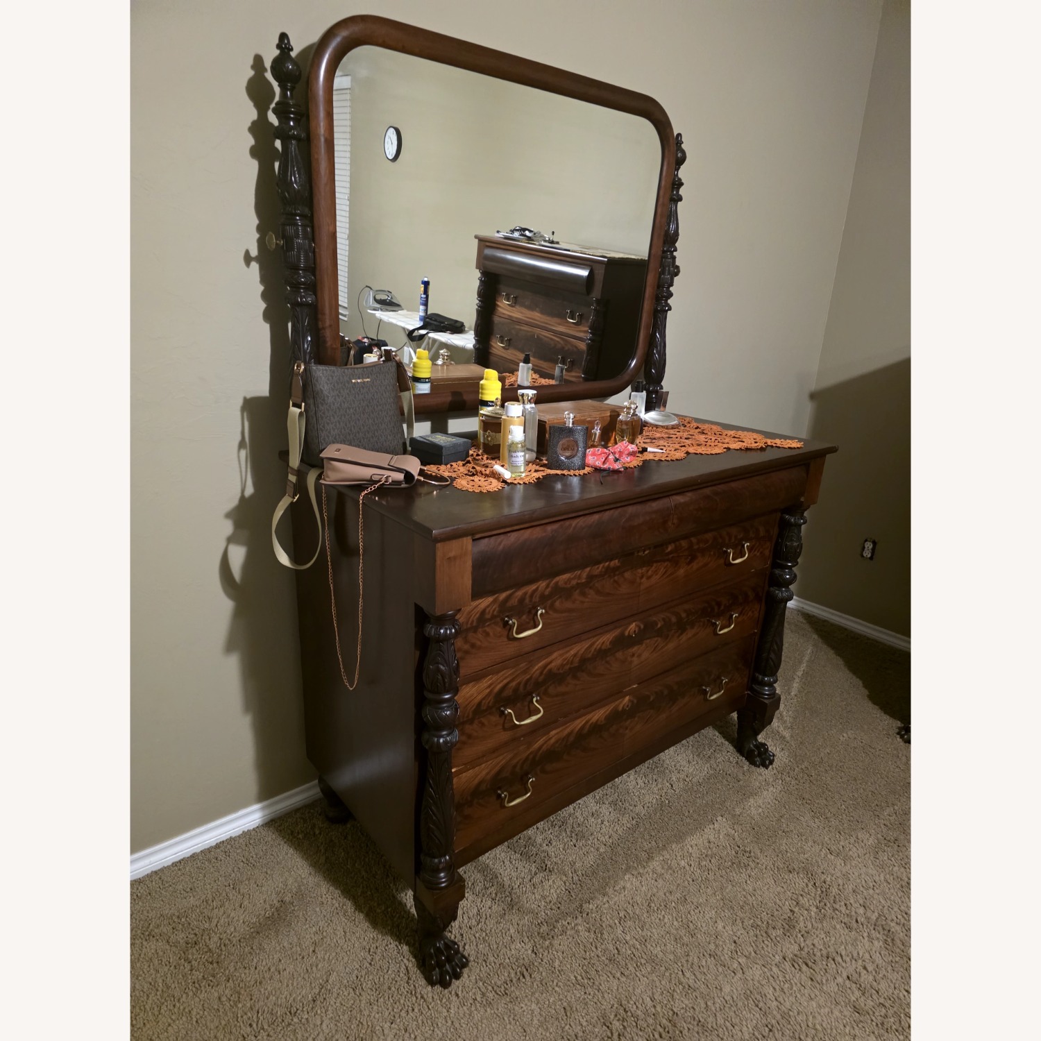 Antique Dresser Mirror Chester Drawer - image-5