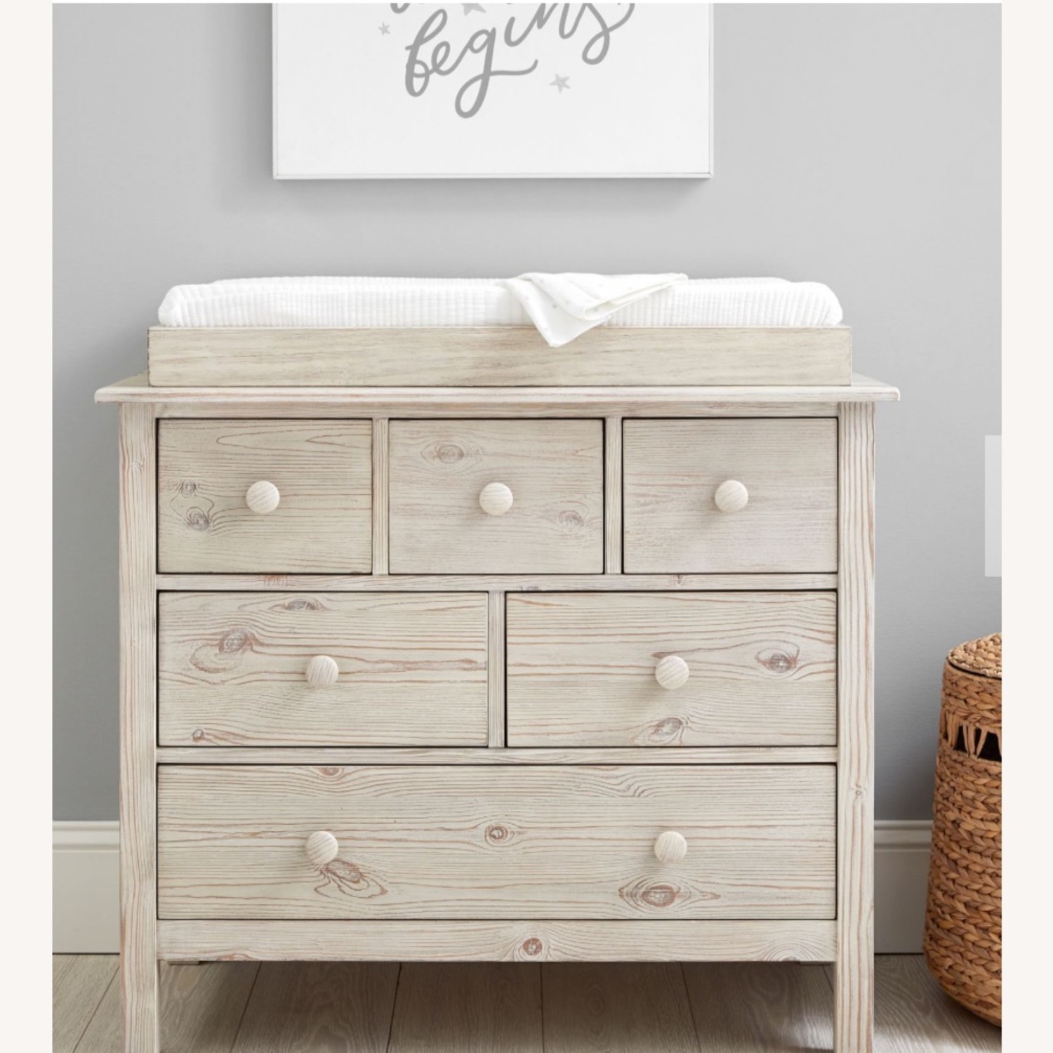 Pottery Barn Kids Weathered White Dresser &Topper - image-1