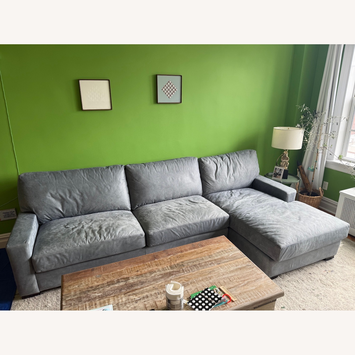 Pottery Barn Turner Leather Sofa Chaise - image-1