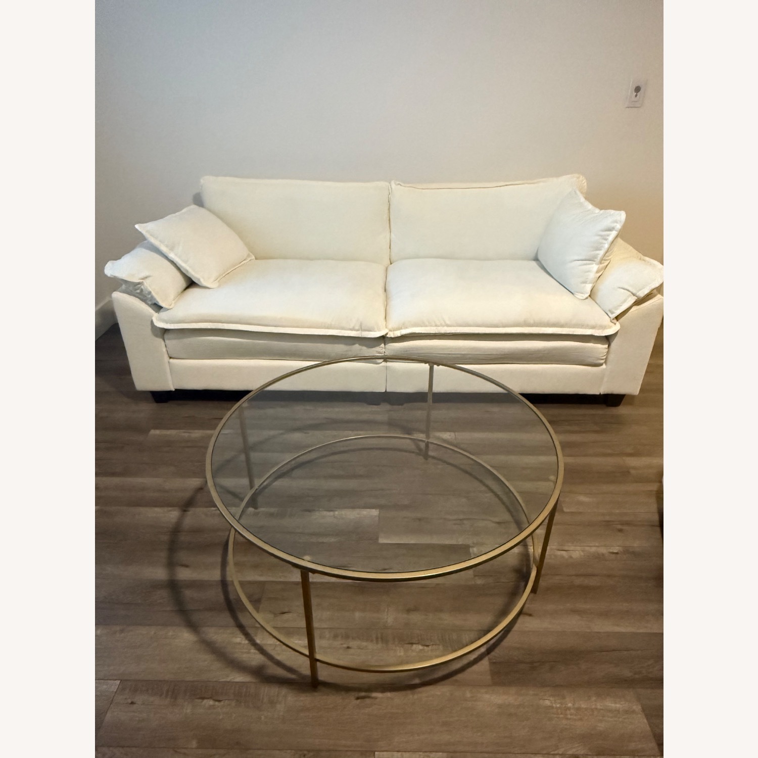 Glass Top Coffee Table With Gold Rim - image-4