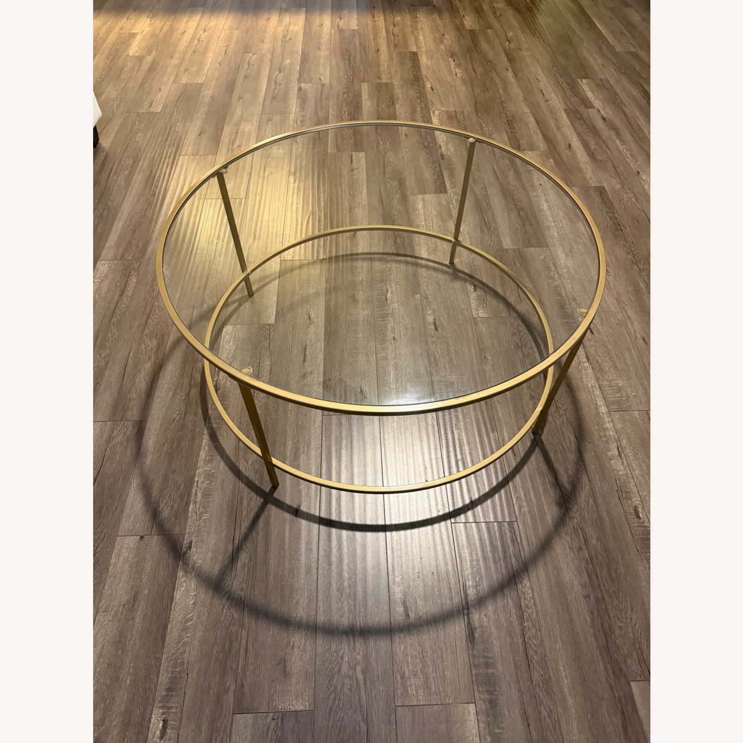 Glass Top Coffee Table With Gold Rim - image-1