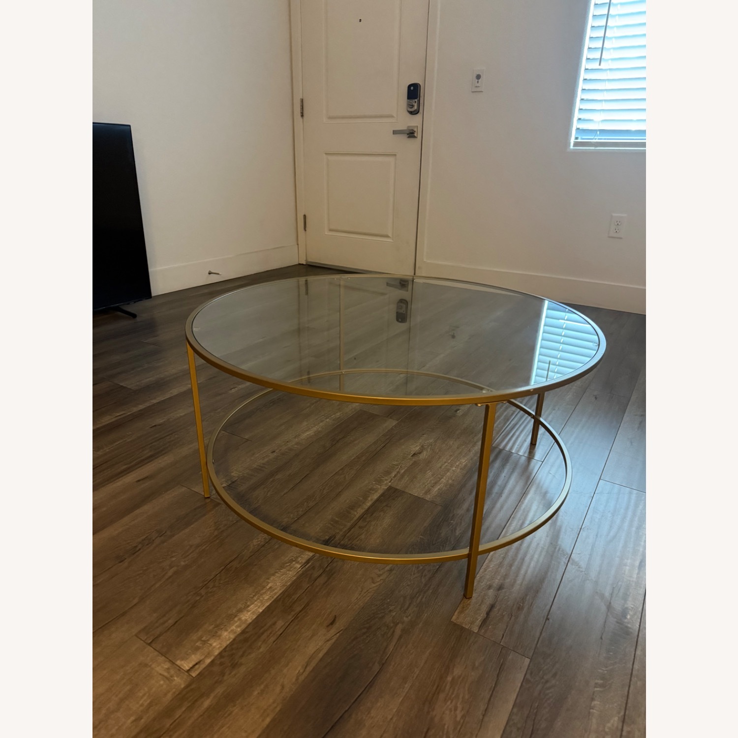 Glass Top Coffee Table With Gold Rim - image-2