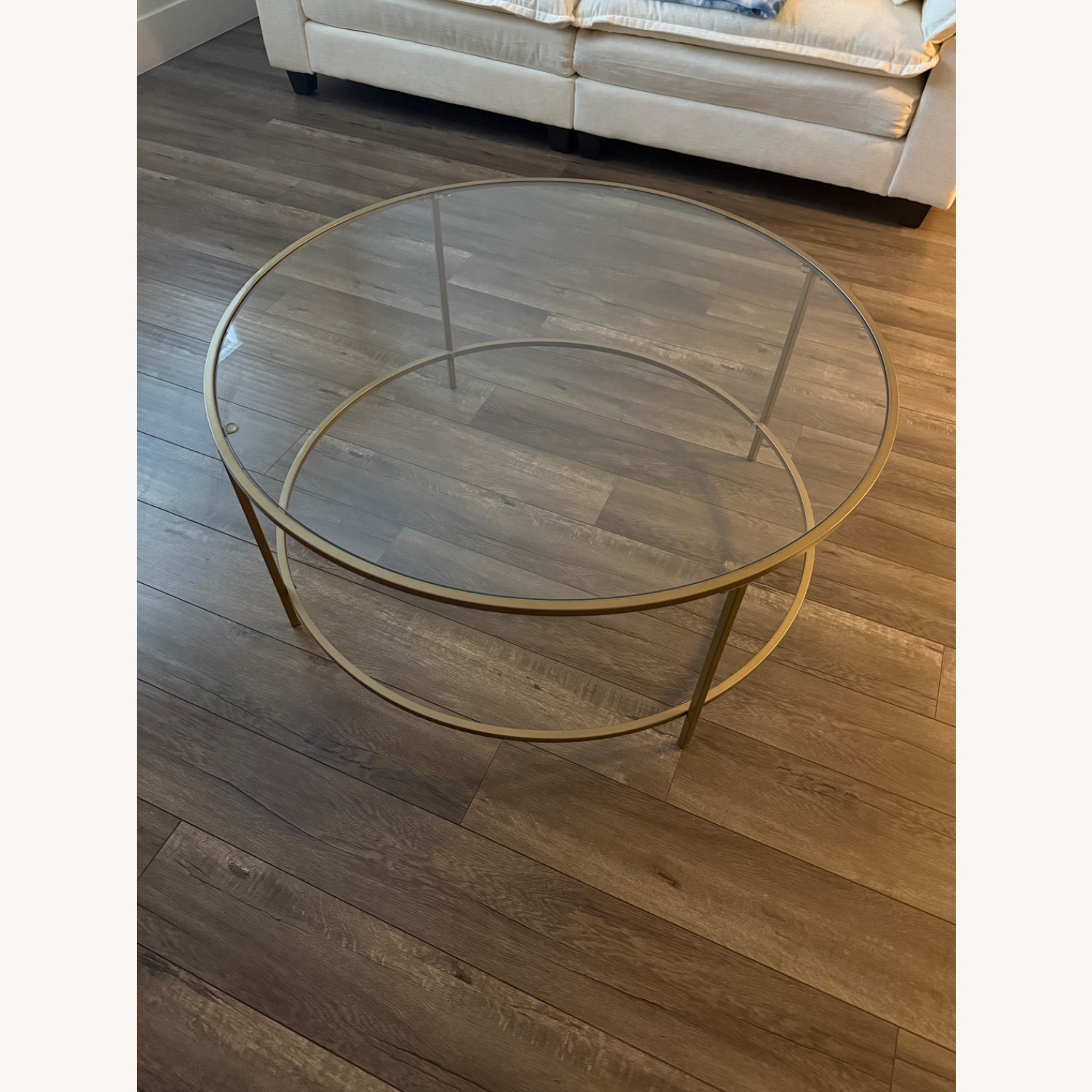 Glass Top Coffee Table With Gold Rim - image-3