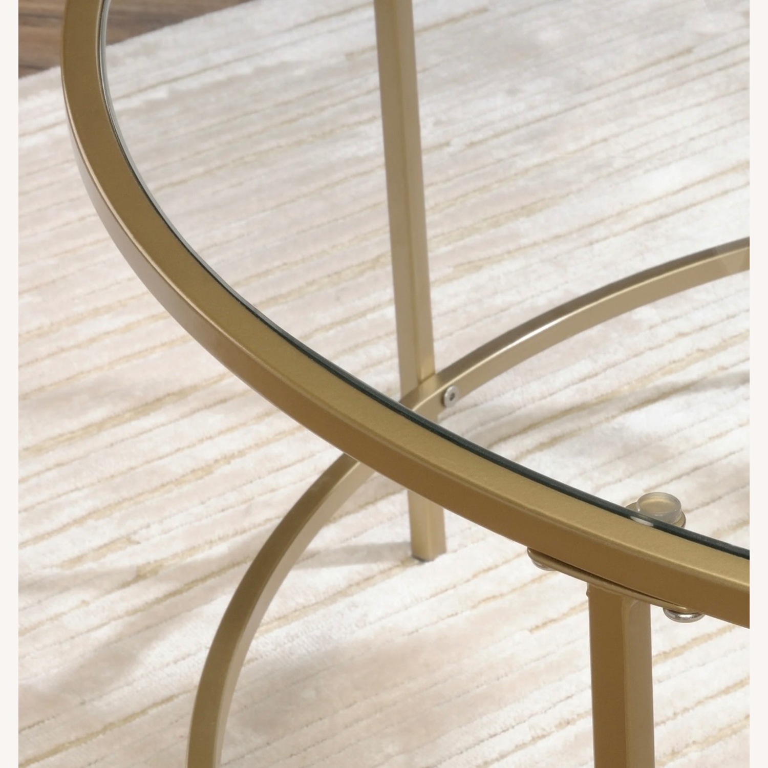 Glass Top Coffee Table With Gold Rim - image-6