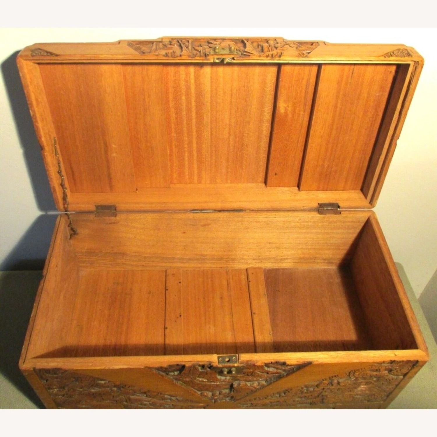 Antique Oriental Hand Carved Dragon Camphor Box - image-10