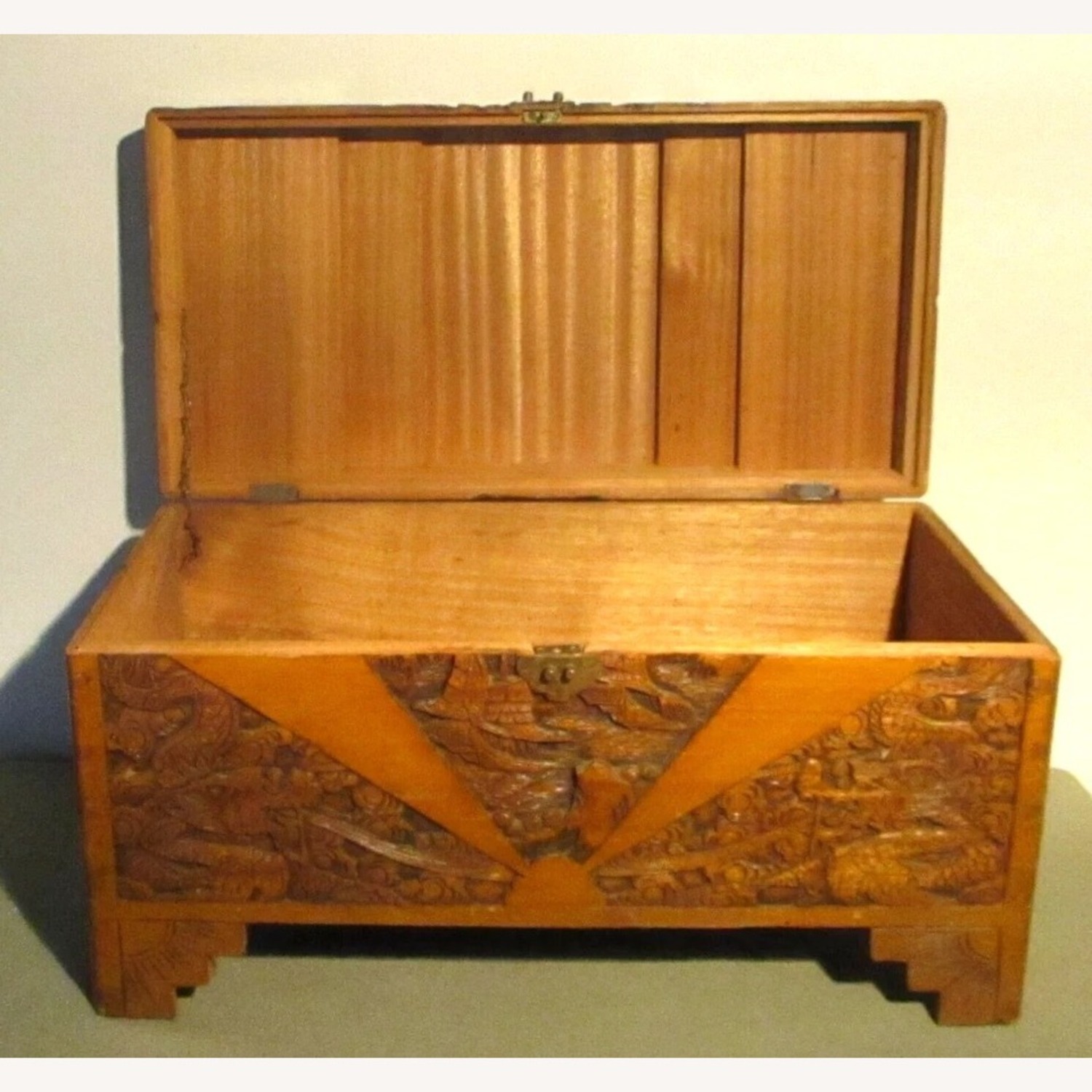 Antique Oriental Hand Carved Dragon Camphor Box - image-9