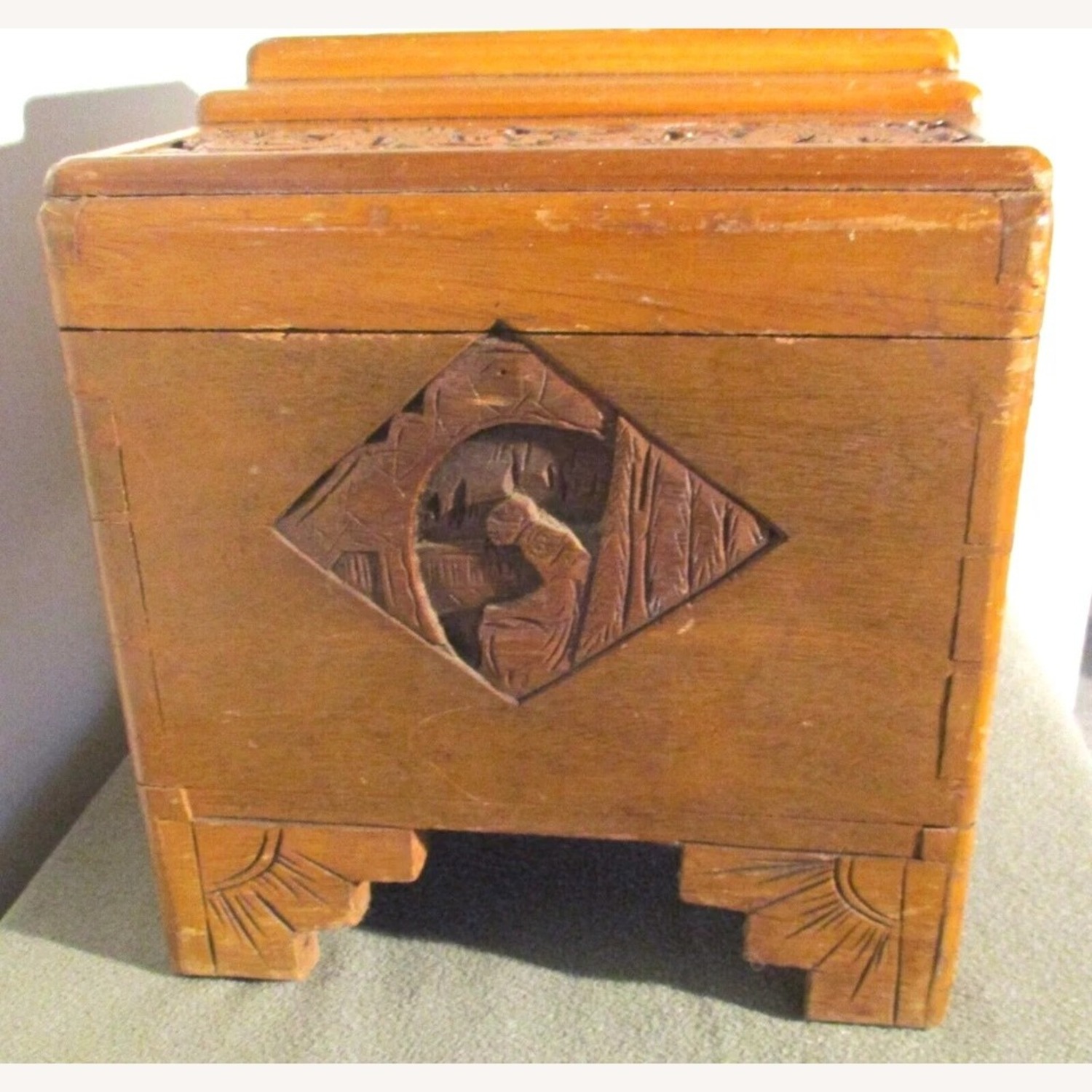 Antique Oriental Hand Carved Dragon Camphor Box - image-6