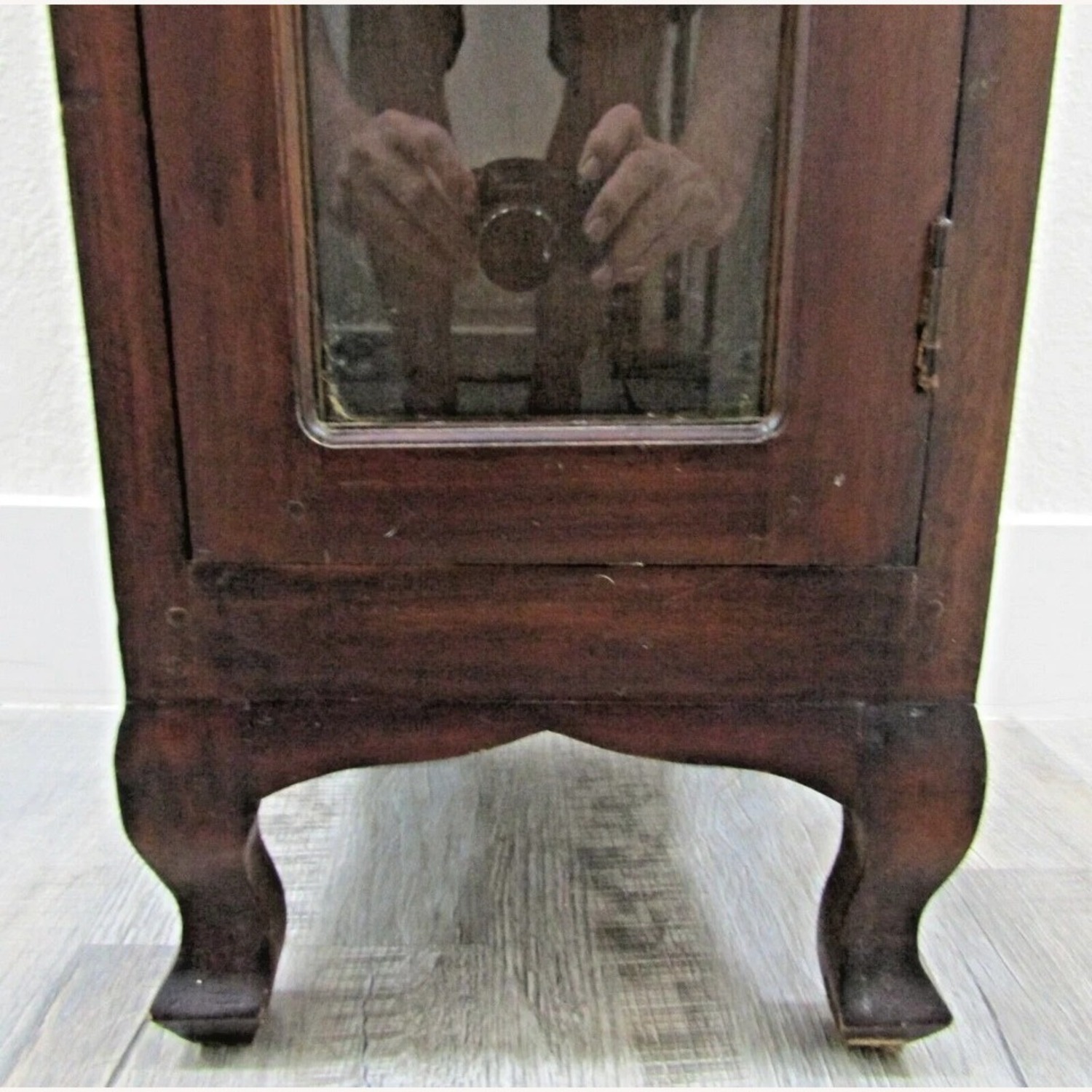 Antique French Vitrine Cabinet Green Panel - image-3