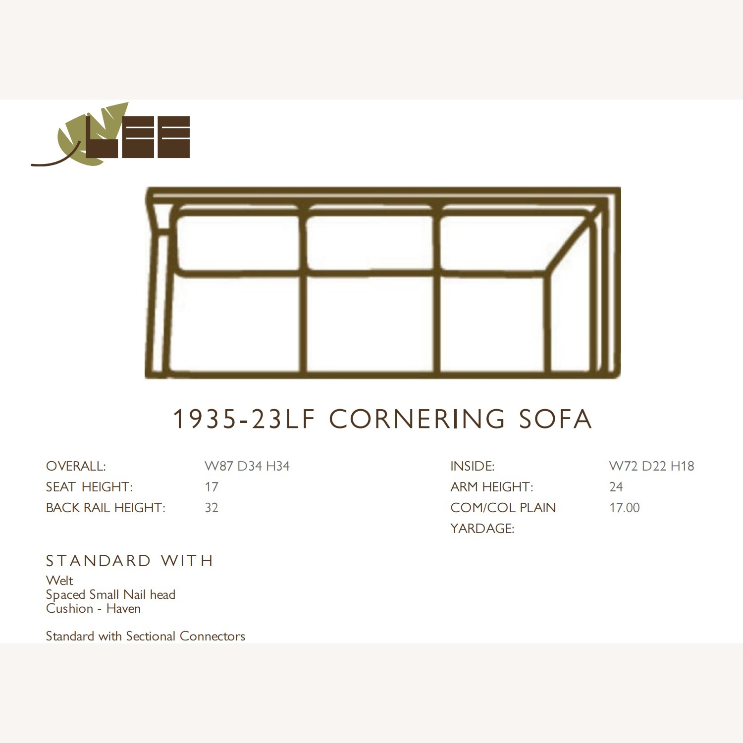 Lee Industries Petite Sectional Sofa - image-3