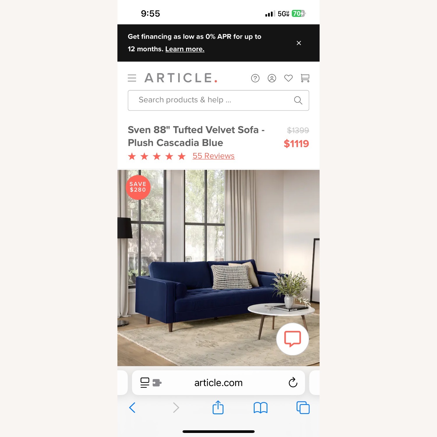 Article Sven 88" Tufted Velvet Sofa - image-2