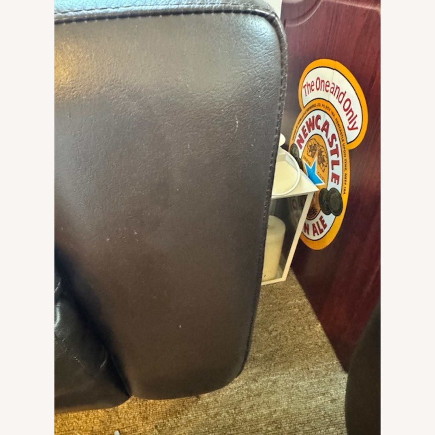 Pottery Barn Dark Brown Leather loveseat - image-3