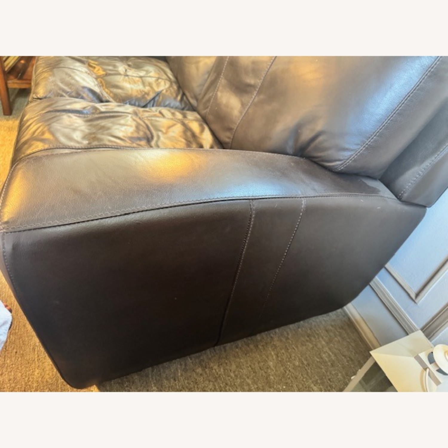 Pottery Barn Dark Brown Leather loveseat - image-2