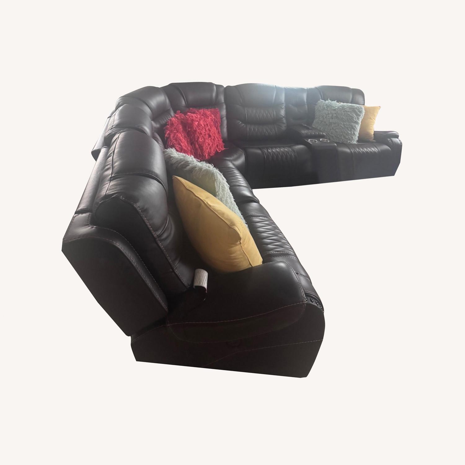 Rooms To Go Leather Reclining Sectional - image-0