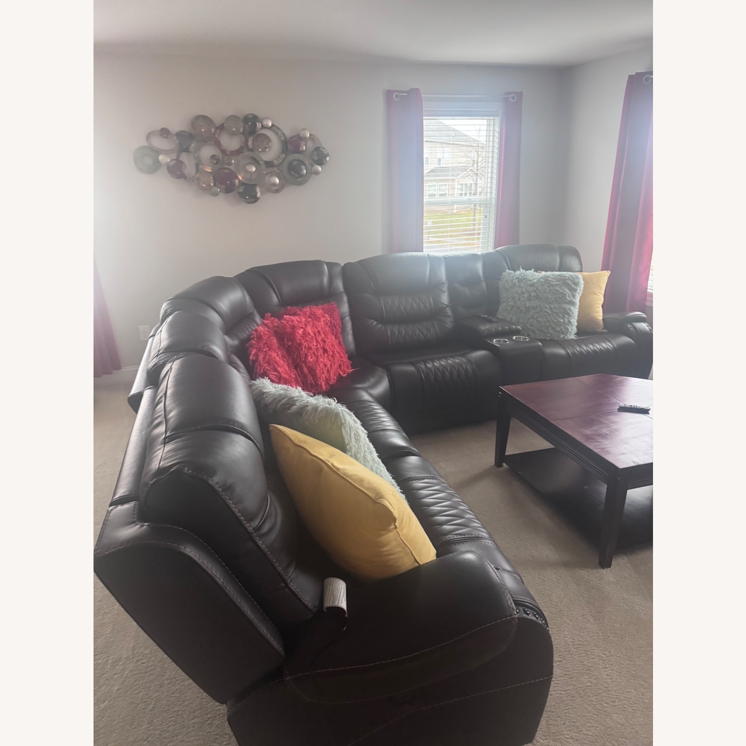 Rooms To Go Leather Reclining Sectional - image-3