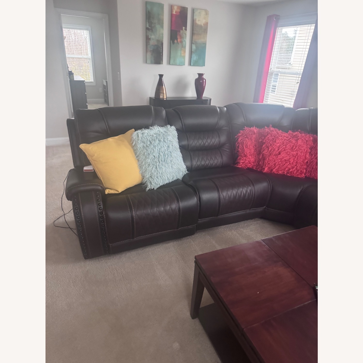 Rooms To Go Leather Reclining Sectional - image-2