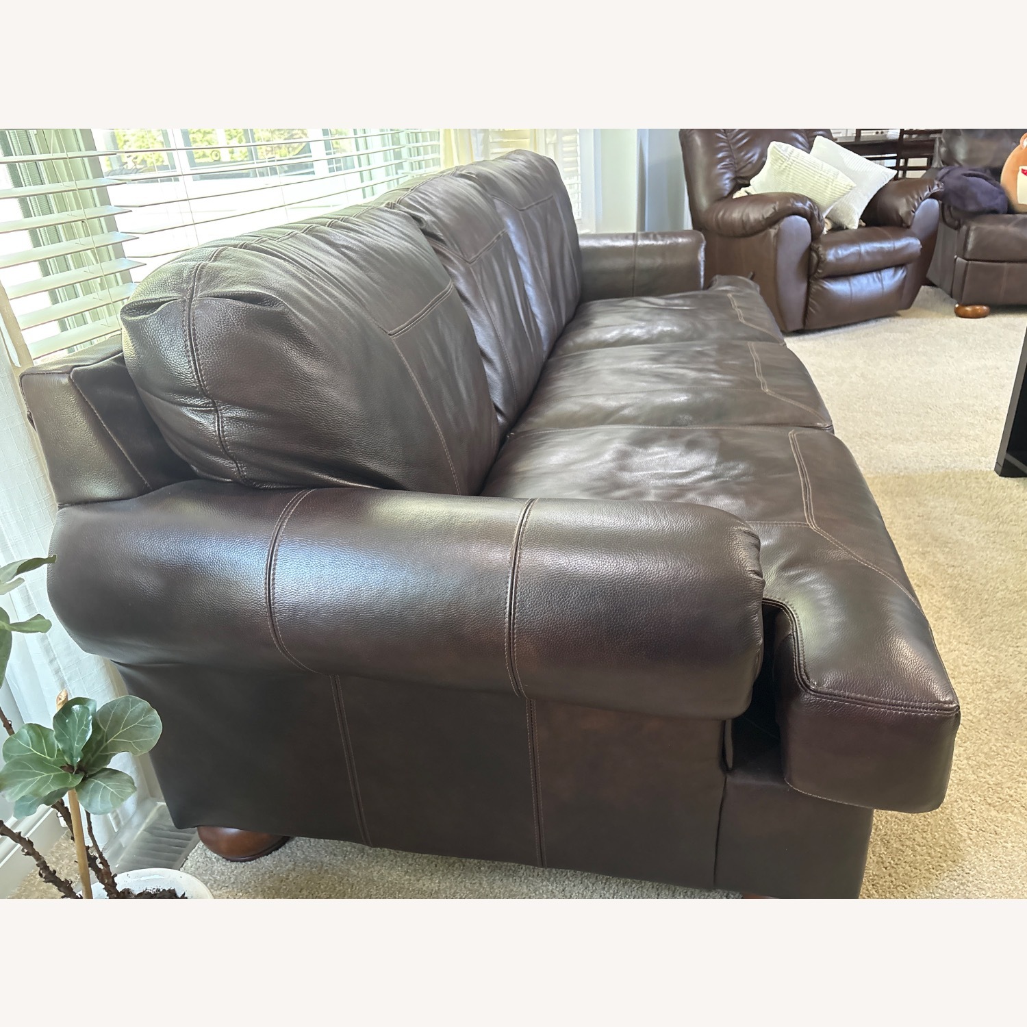 Ashley Furniture Dark Brown Leather Sofa - image-3