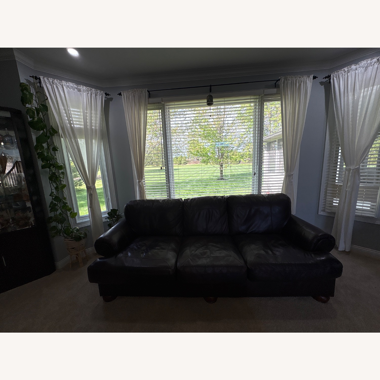 Ashley Furniture Dark Brown Leather Sofa - image-2