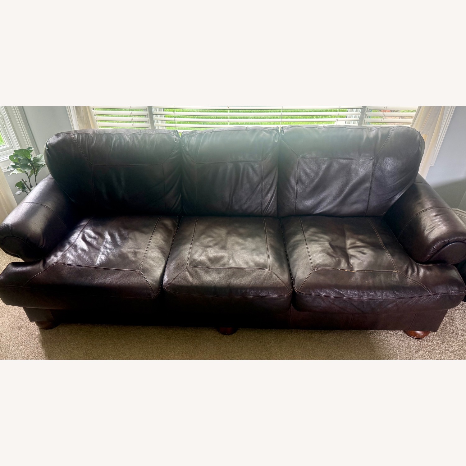 Ashley Furniture Dark Brown Leather Sofa - image-1