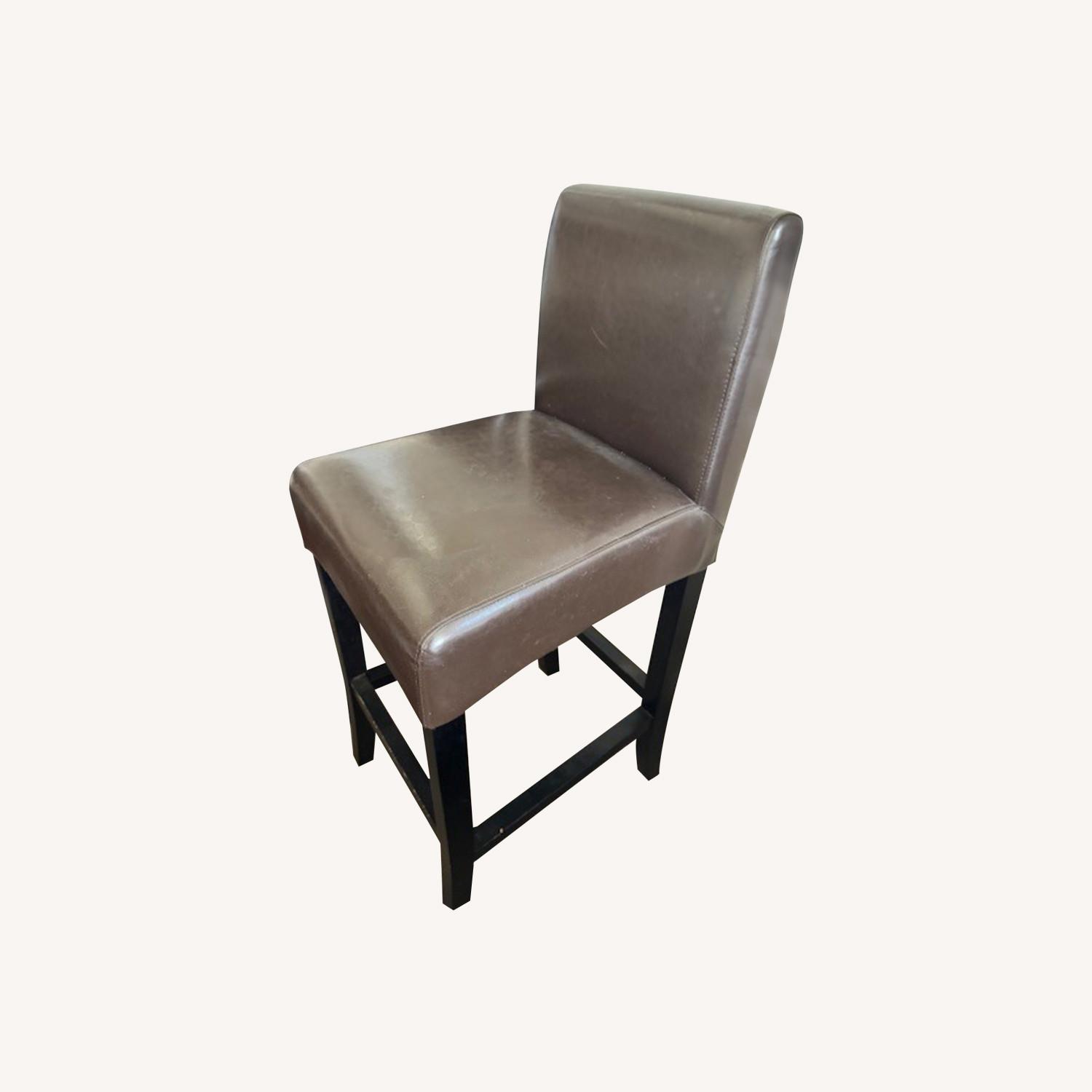 Pottery Barn 2 Dark Brown Leather Barstools - image-0