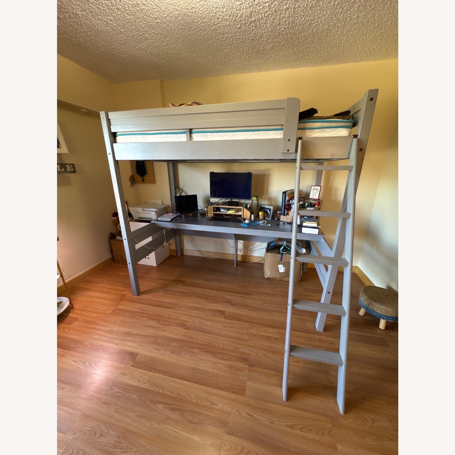 Loft Bed with Desk and Ladder, Twin, Gray - image-2